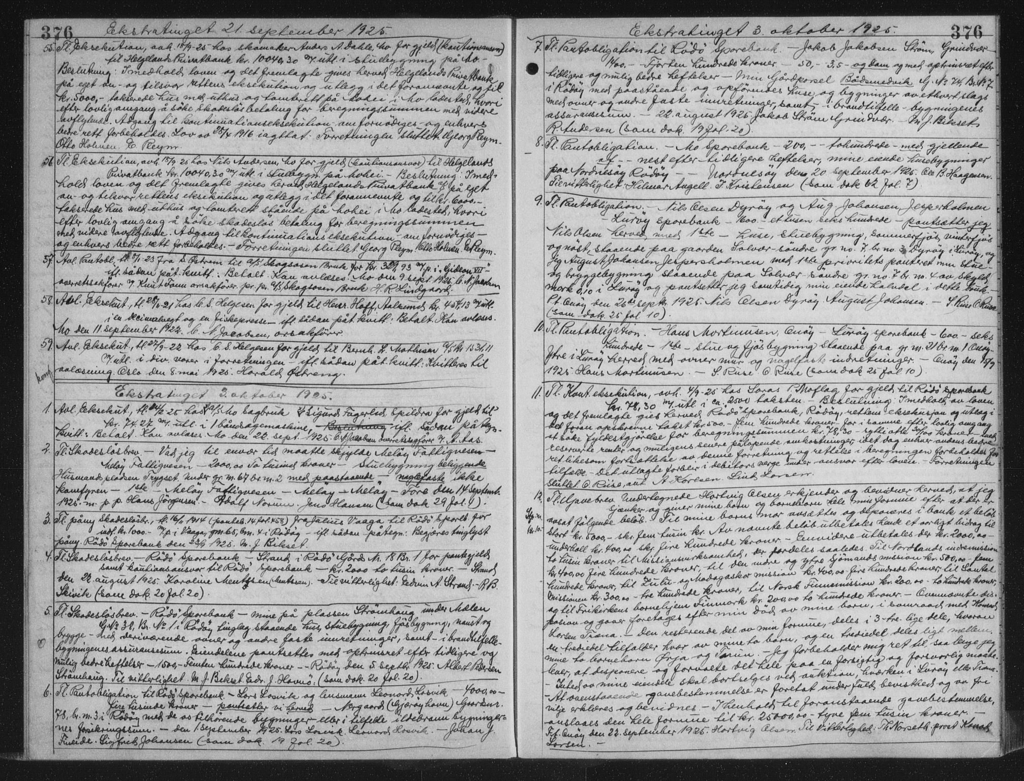 Rana sorenskriveri , AV/SAT-A-1108/1/2/2C/L0018: Mortgage book no. 18, 1923-1928, p. 376, Deed date: 03.10.1925