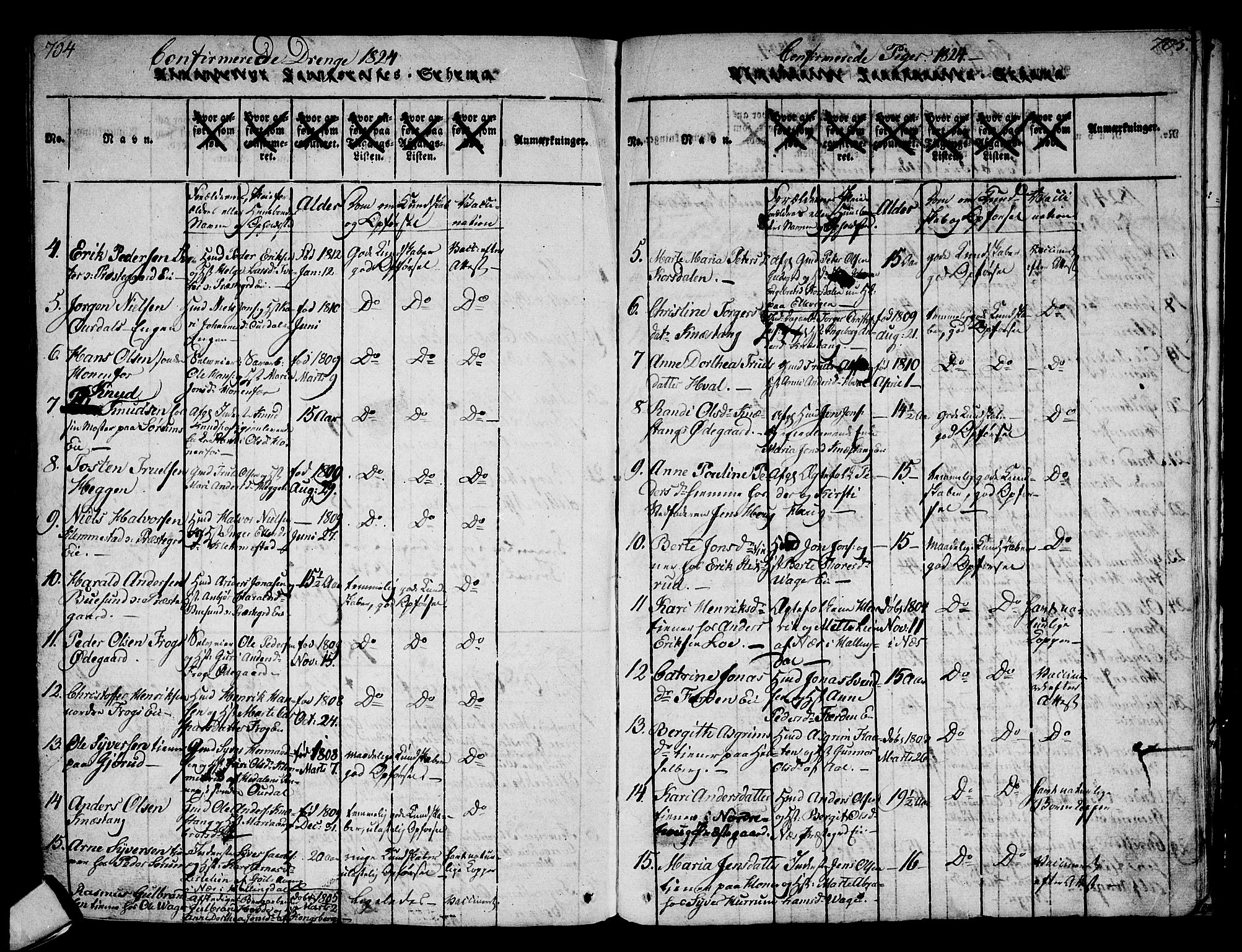 Norderhov kirkebøker, SAKO/A-237/F/Fa/L0008: Parish register (official) no. 8, 1814-1833, p. 704-705