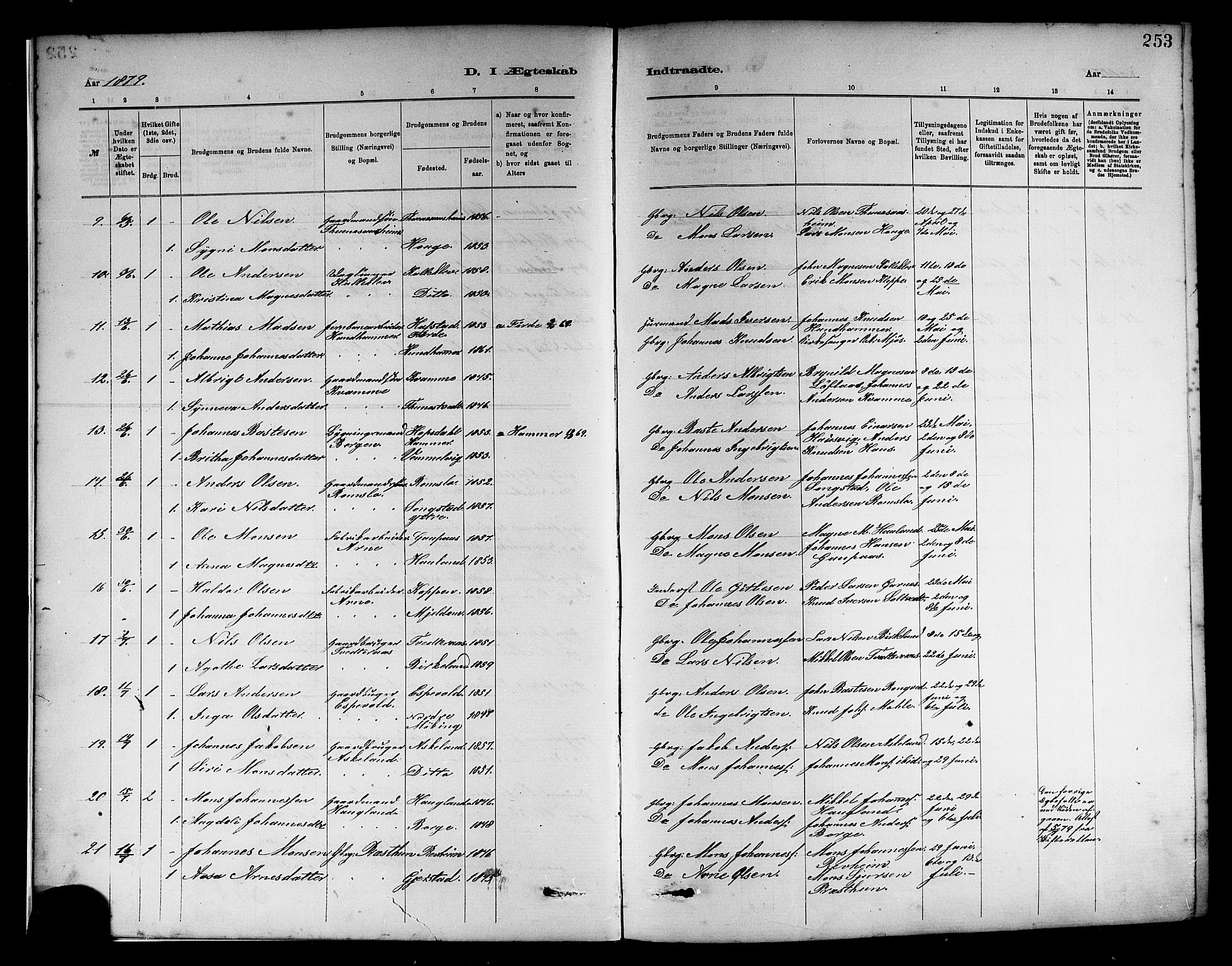 Haus sokneprestembete, SAB/A-75601/H/Haa: Parish register (official) no. A 19II, 1878-1886, p. 253