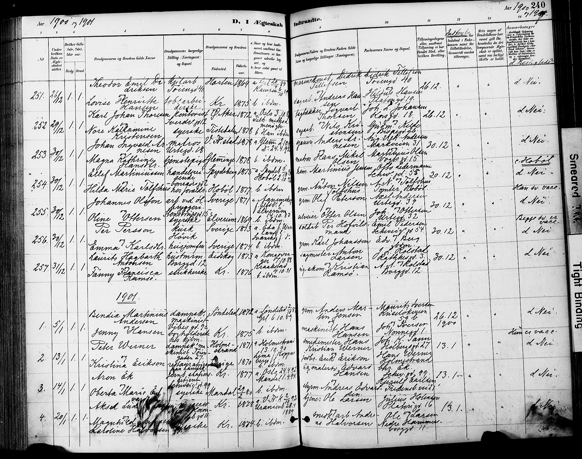 Grønland prestekontor Kirkebøker, SAO/A-10848/F/Fa/L0013: Parish register (official) no. 13, 1887-1906, p. 240