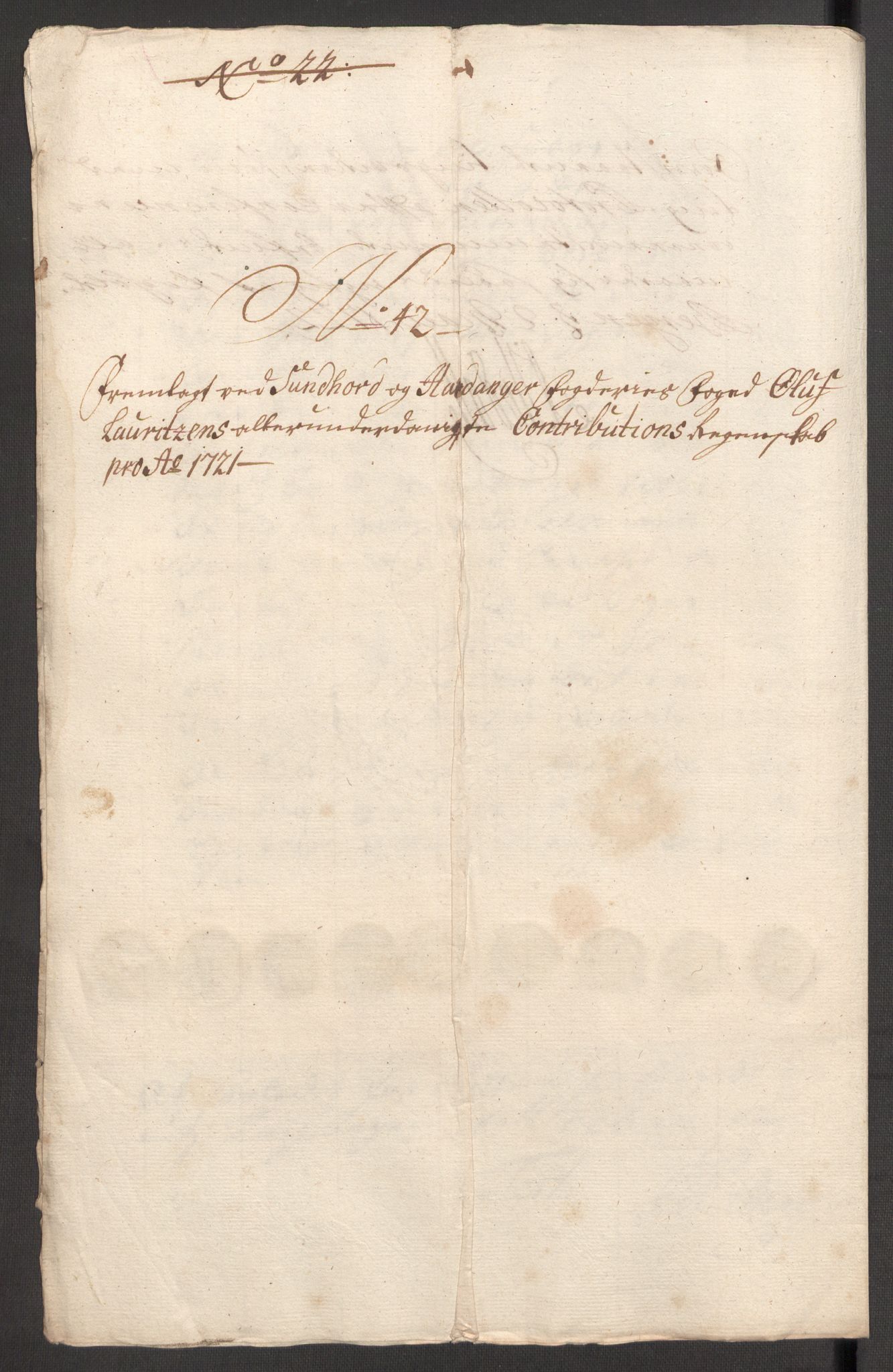 Rentekammeret inntil 1814, Reviderte regnskaper, Fogderegnskap, RA/EA-4092/R48/L3000: Fogderegnskap Sunnhordland og Hardanger, 1721, p. 290