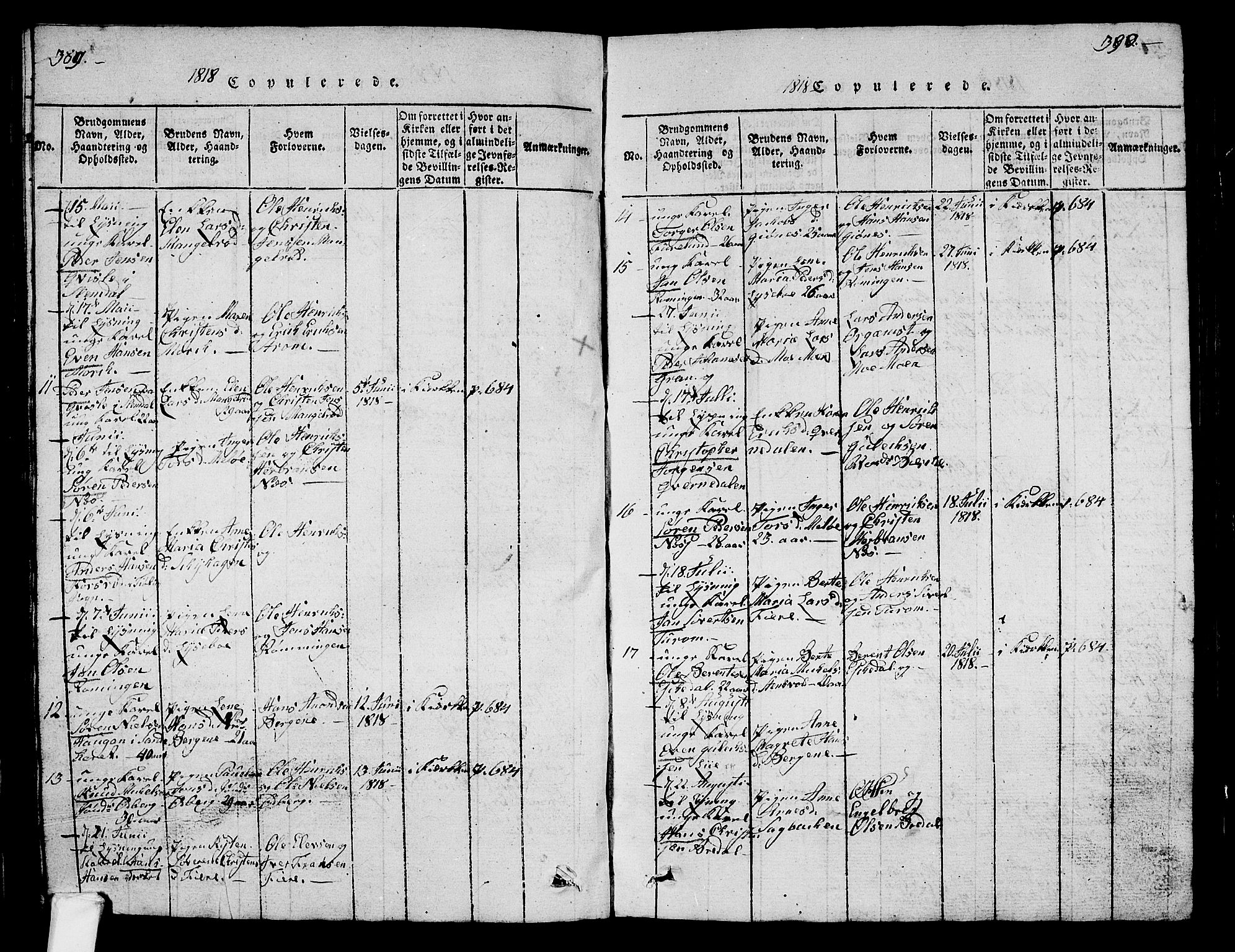 Hedrum kirkebøker, SAKO/A-344/G/Ga/L0003: Parish register (copy) no. I 3, 1817-1835, p. 389-390