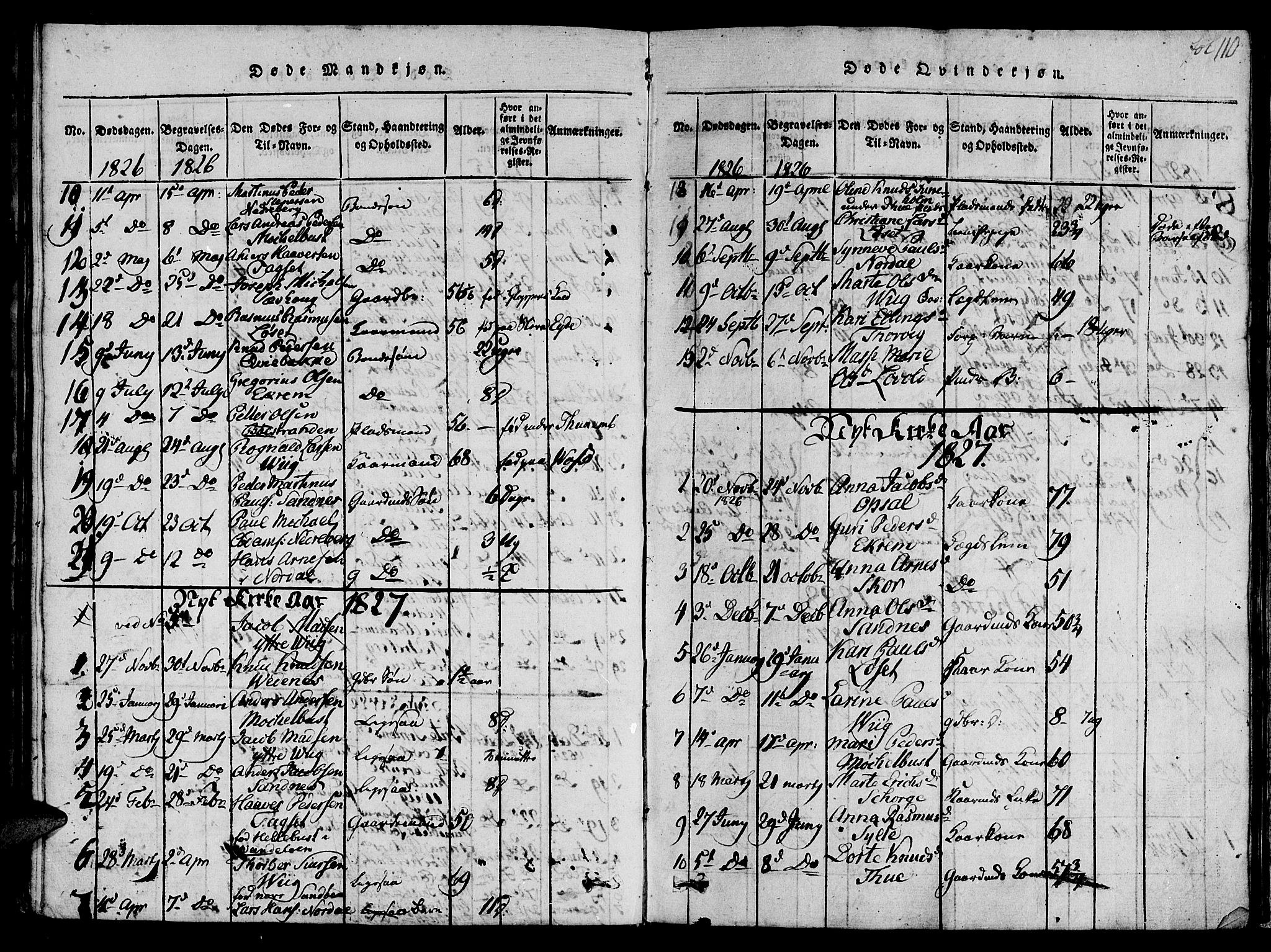 Ministerialprotokoller, klokkerbøker og fødselsregistre - Møre og Romsdal, AV/SAT-A-1454/501/L0004: Parish register (official) no. 501A04, 1816-1831, p. 110