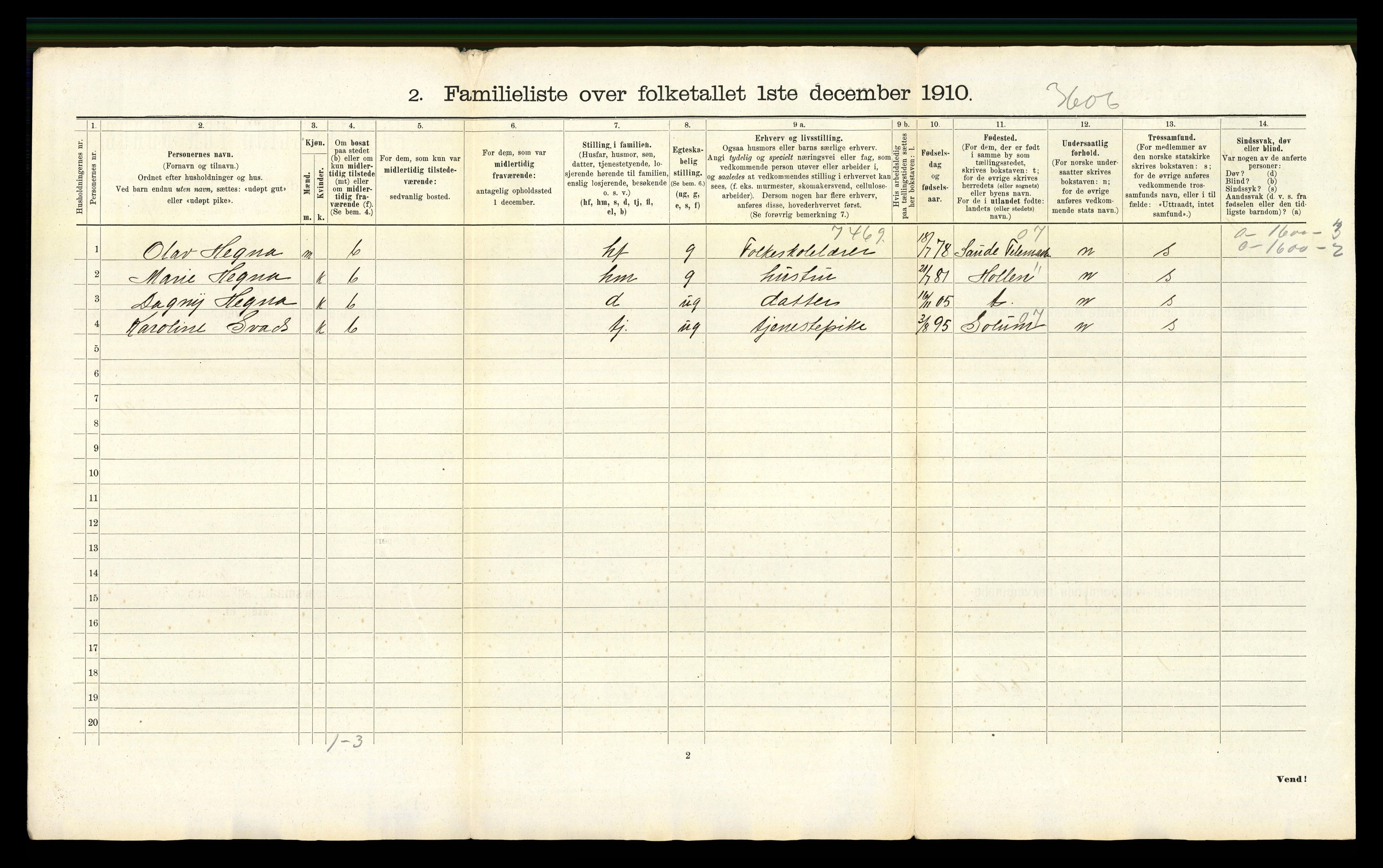 RA, 1910 census for Skien, 1910, p. 4357