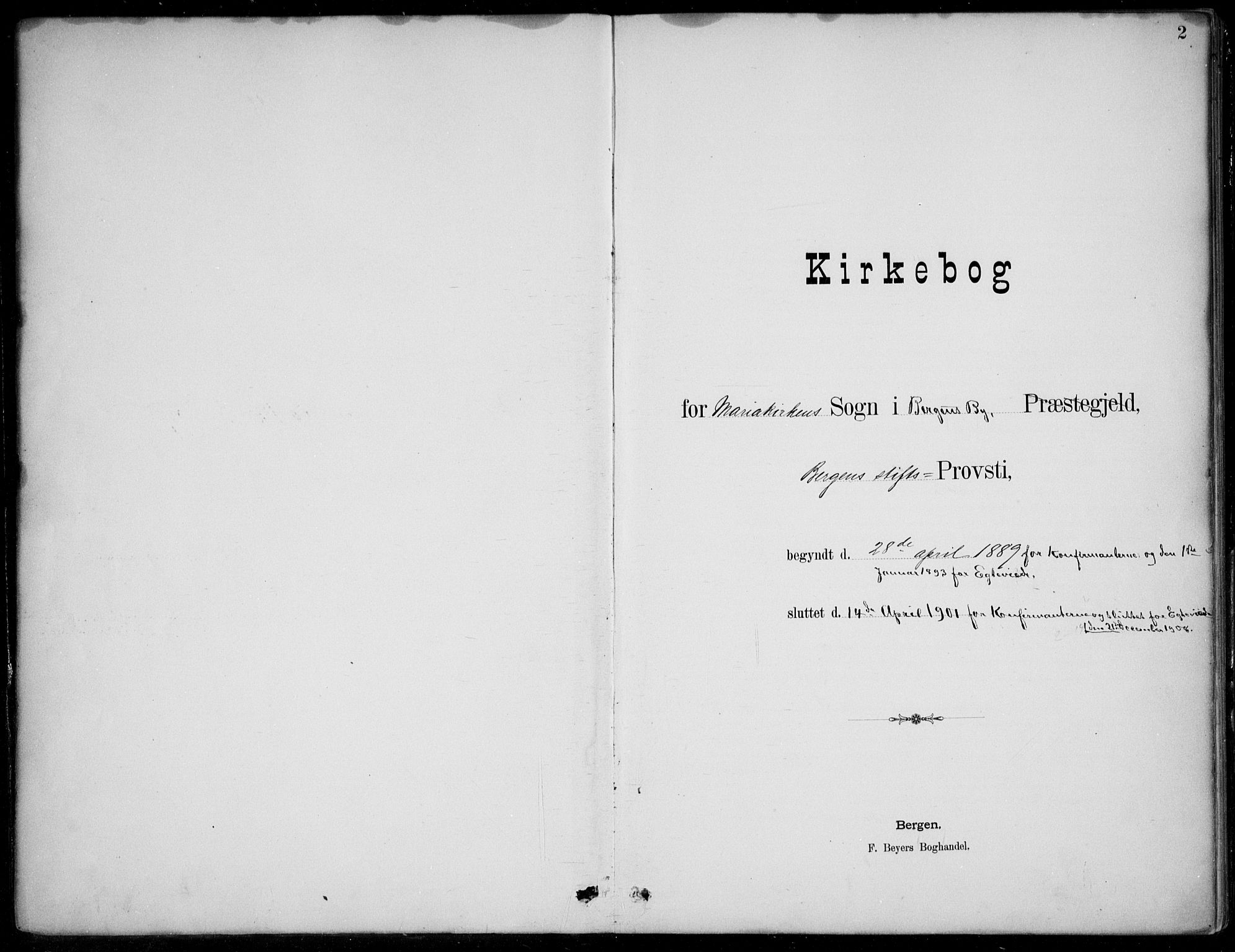 Mariakirken Sokneprestembete, SAB/A-76901/H/Hab/L0008: Parish register (copy) no. A 8, 1889-1908, p. 2