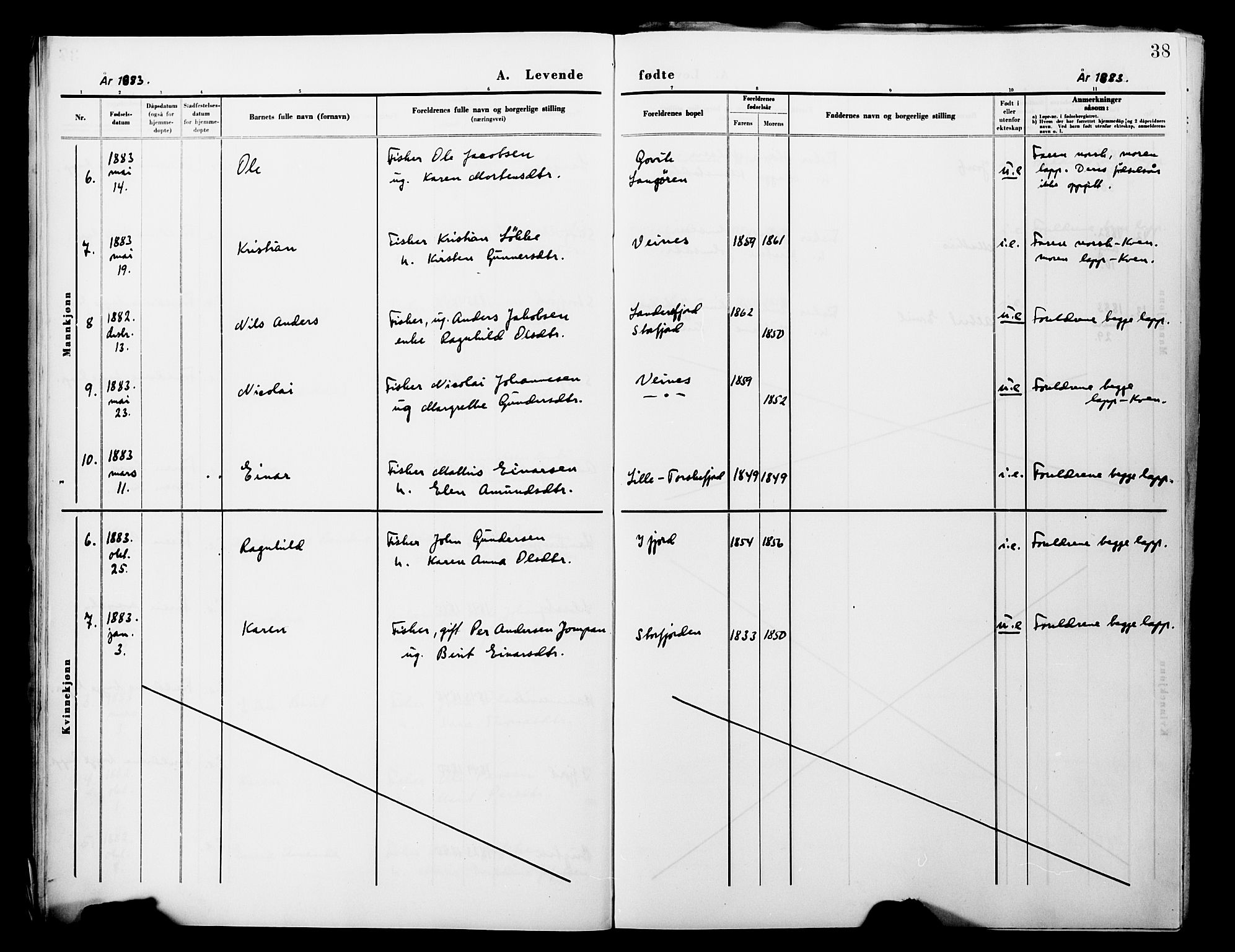 Lebesby sokneprestkontor, SATØ/S-1353/H/Ha/L0004kirke: Parish register (official) no. 4, 1870-1902, p. 38