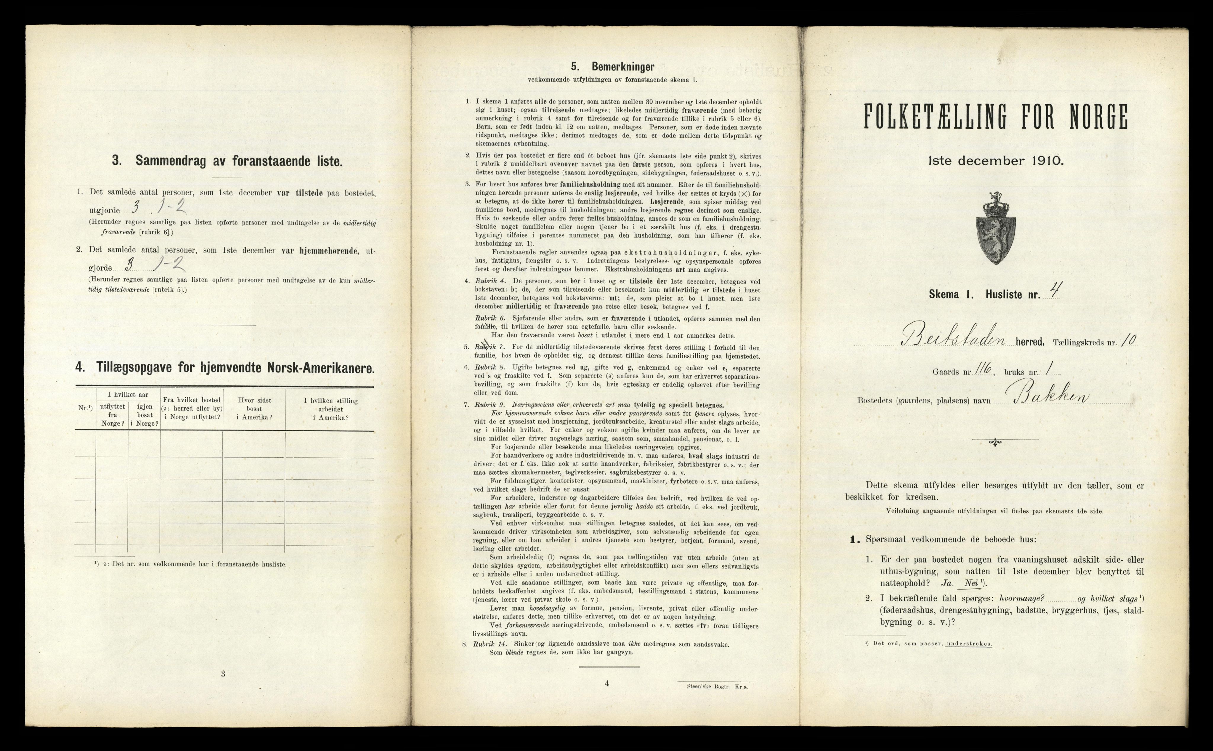 RA, 1910 census for Beitstad, 1910, p. 969