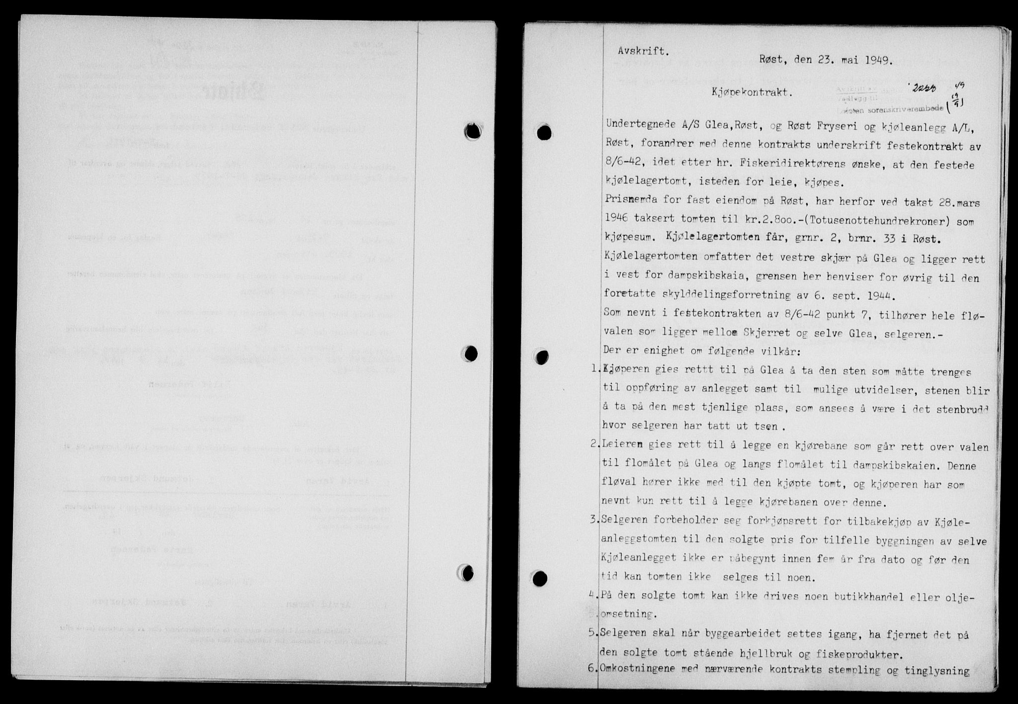 Lofoten sorenskriveri, SAT/A-0017/1/2/2C/L0021a: Mortgage book no. 21a, 1949-1949, Diary no: : 2223/1949