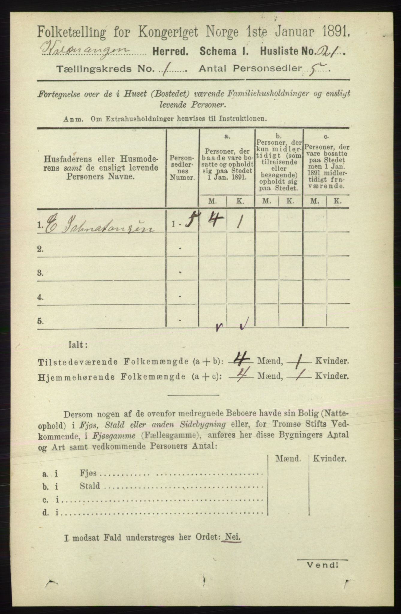RA, 1891 census for 1943 Kvænangen, 1891, p. 35