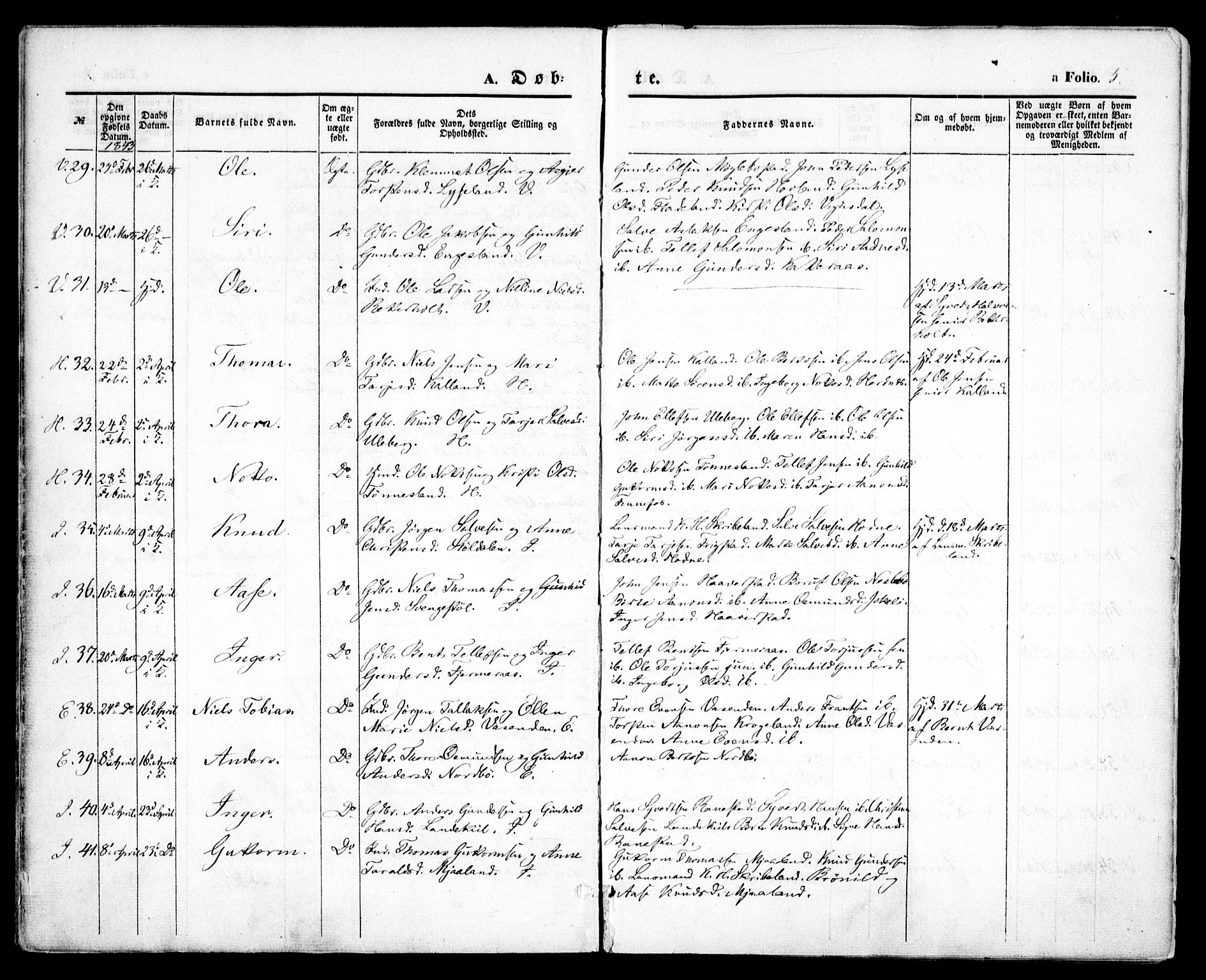 Evje sokneprestkontor, AV/SAK-1111-0008/F/Fa/Faa/L0005: Parish register (official) no. A 5, 1843-1865, p. 5