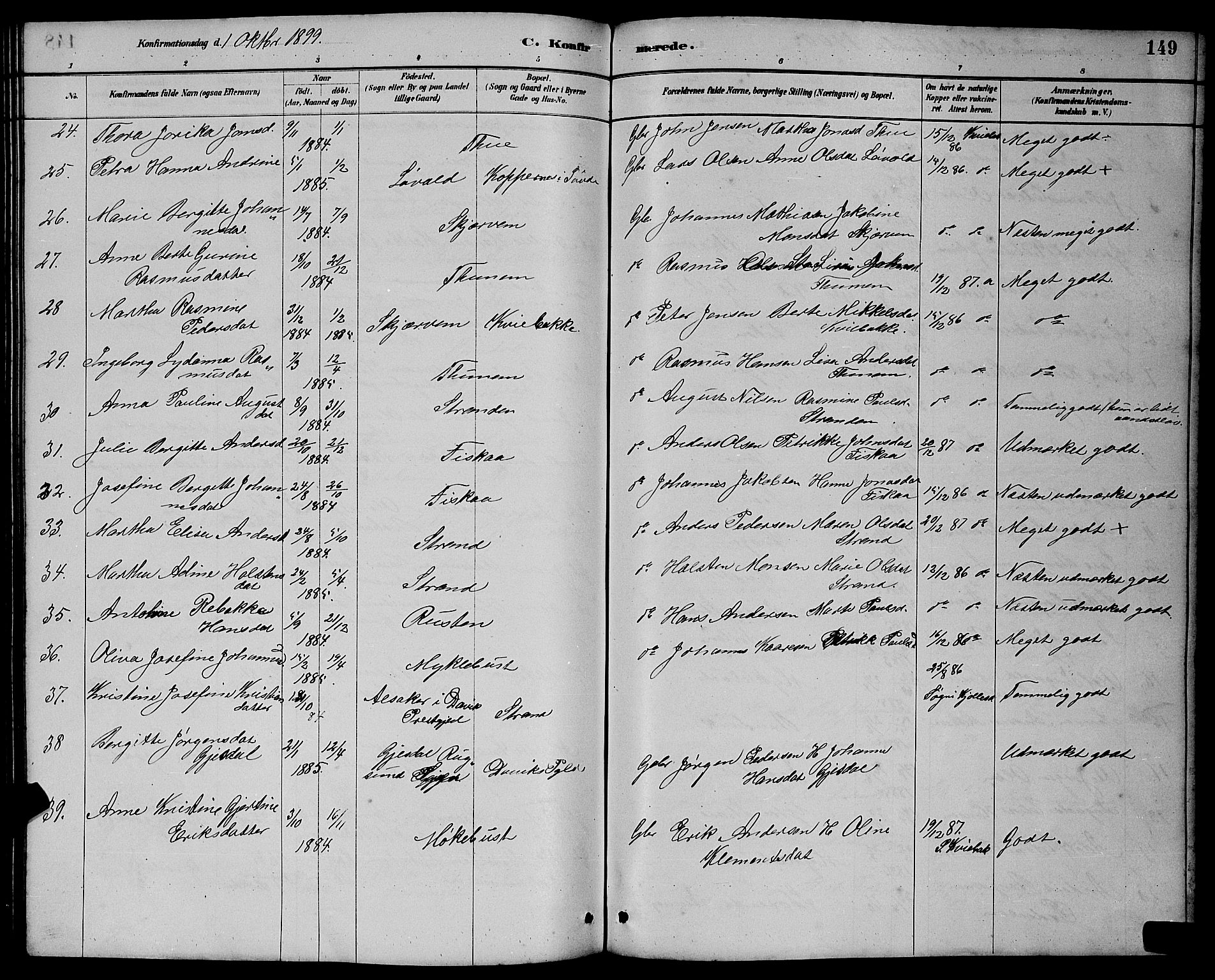 Ministerialprotokoller, klokkerbøker og fødselsregistre - Møre og Romsdal, AV/SAT-A-1454/501/L0017: Parish register (copy) no. 501C03, 1885-1901, p. 149