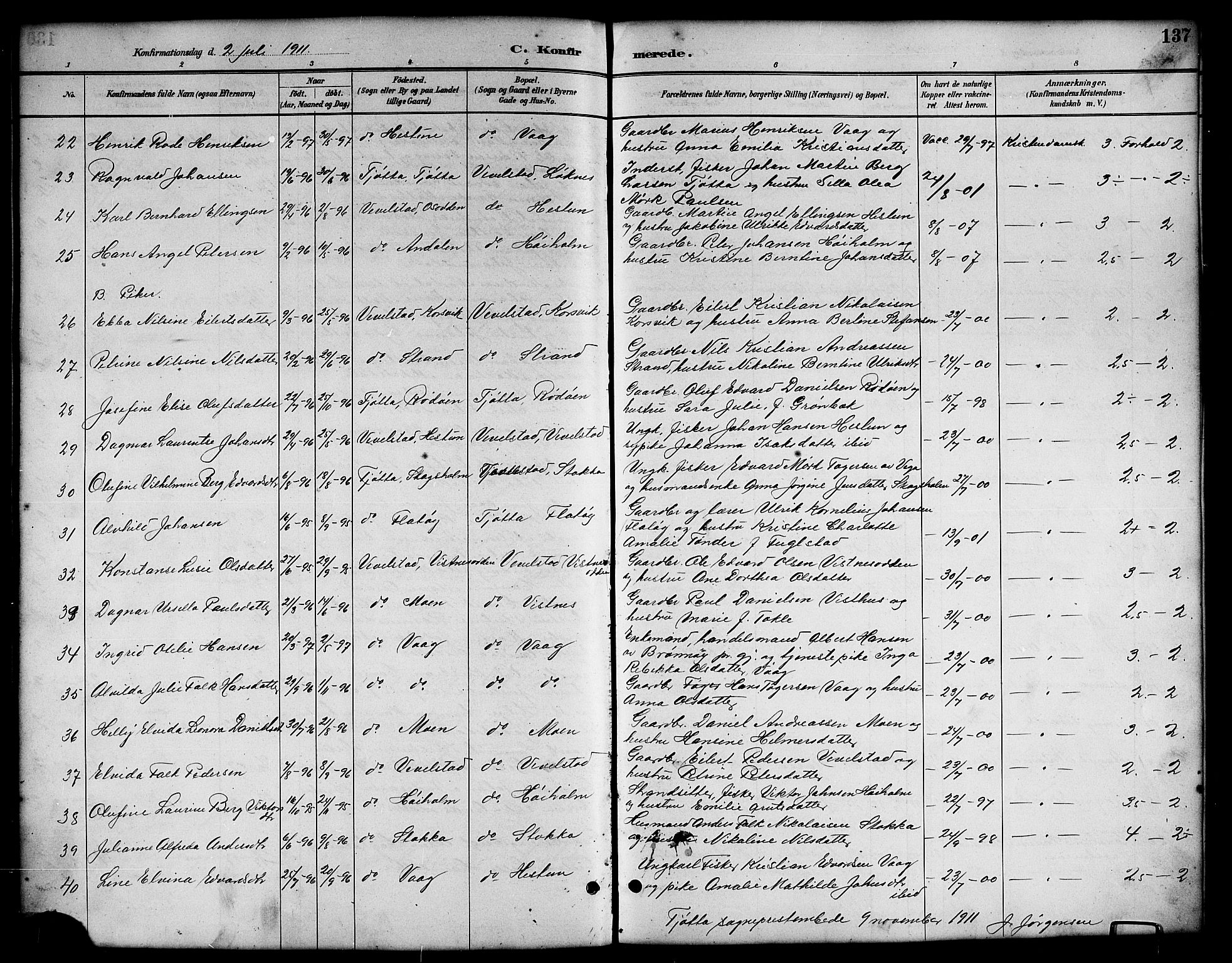 Ministerialprotokoller, klokkerbøker og fødselsregistre - Nordland, SAT/A-1459/819/L0277: Parish register (copy) no. 819C03, 1888-1917, p. 137