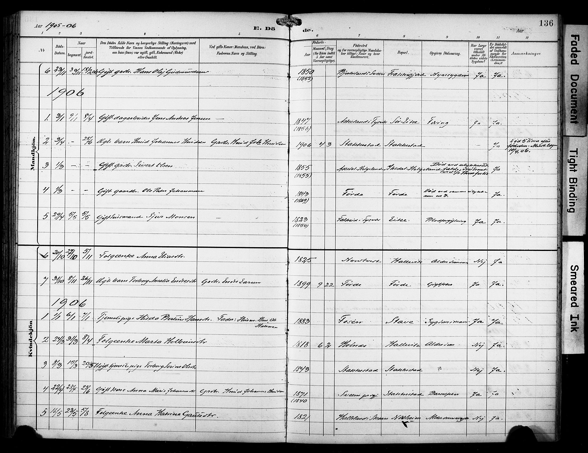 Avaldsnes sokneprestkontor, SAST/A -101851/H/Ha/Haa/L0016: Parish register (official) no. A 16, 1893-1918, p. 136