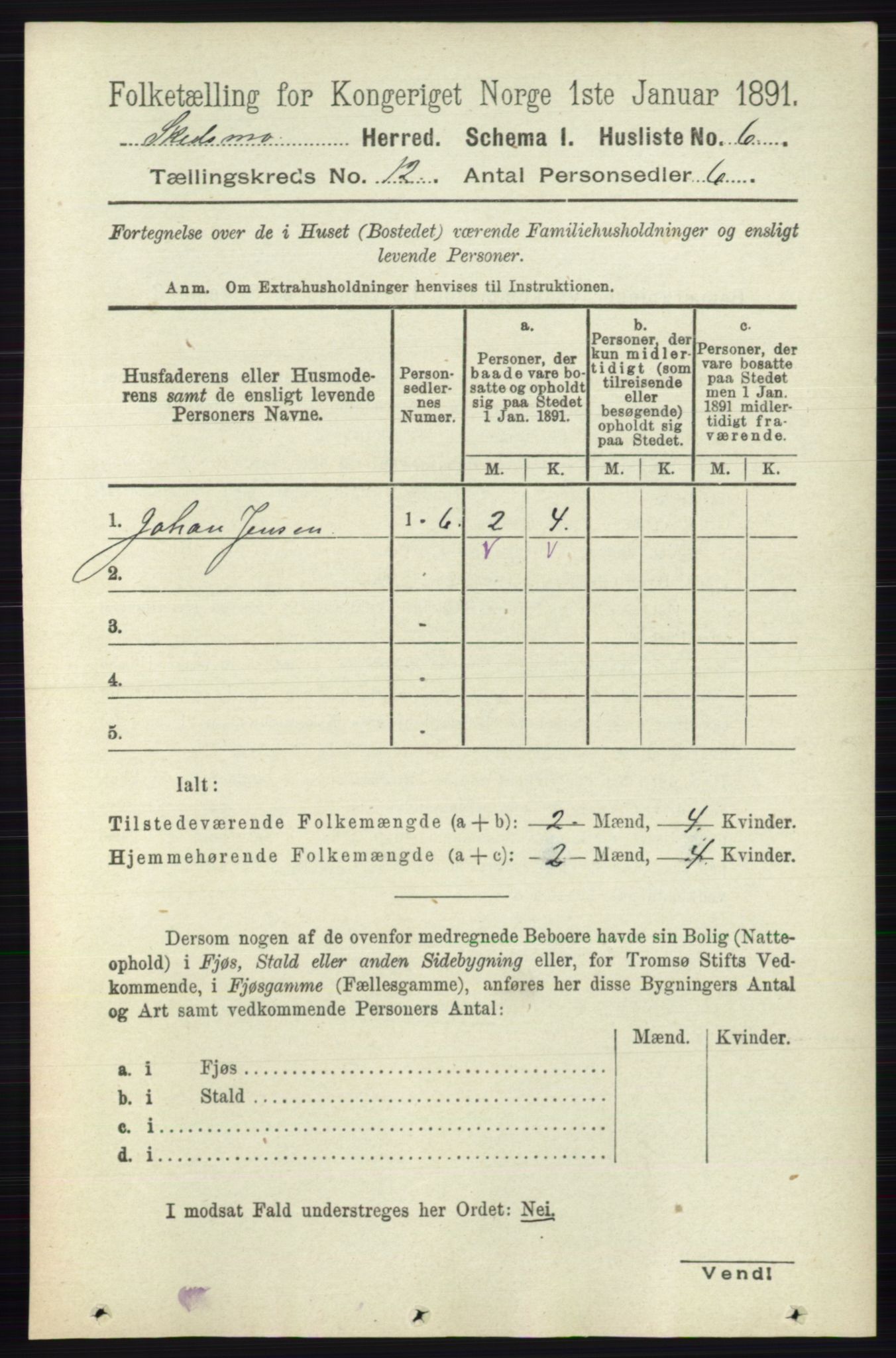 RA, 1891 census for 0231 Skedsmo, 1891, p. 6694