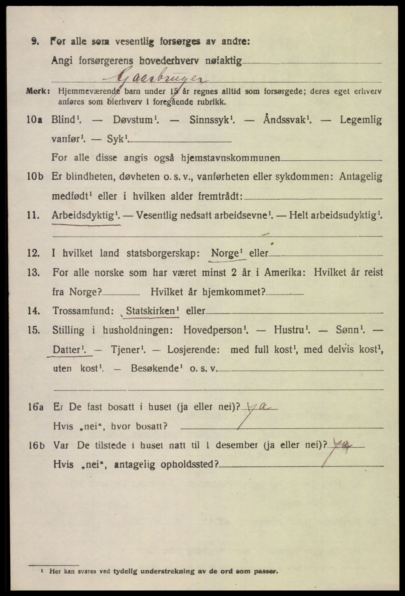 SAK, 1920 census for Bakke, 1920, p. 2565