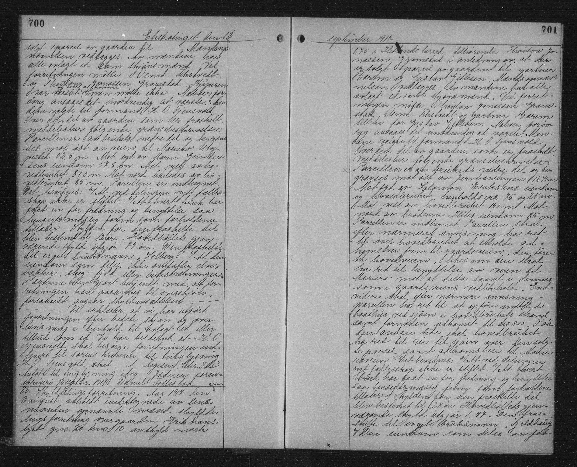 Jæren sorenskriveri, SAST/A-100310/01/4/41/41BF/L0030: Mortgage book no. 30b, 1917-1917, p. 700-701