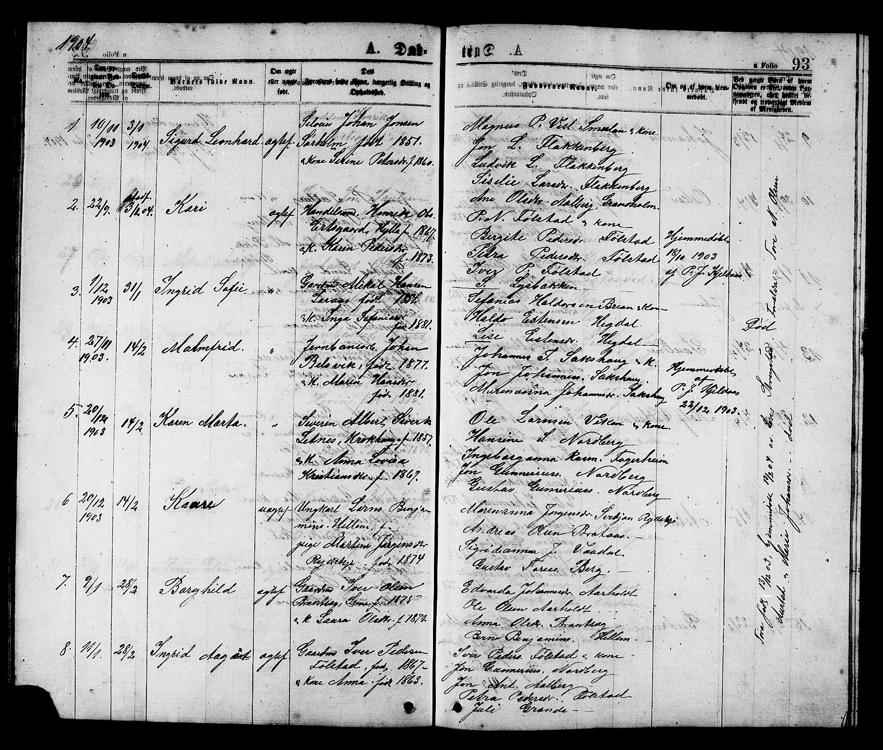 Ministerialprotokoller, klokkerbøker og fødselsregistre - Nord-Trøndelag, SAT/A-1458/731/L0311: Parish register (copy) no. 731C02, 1875-1911, p. 93