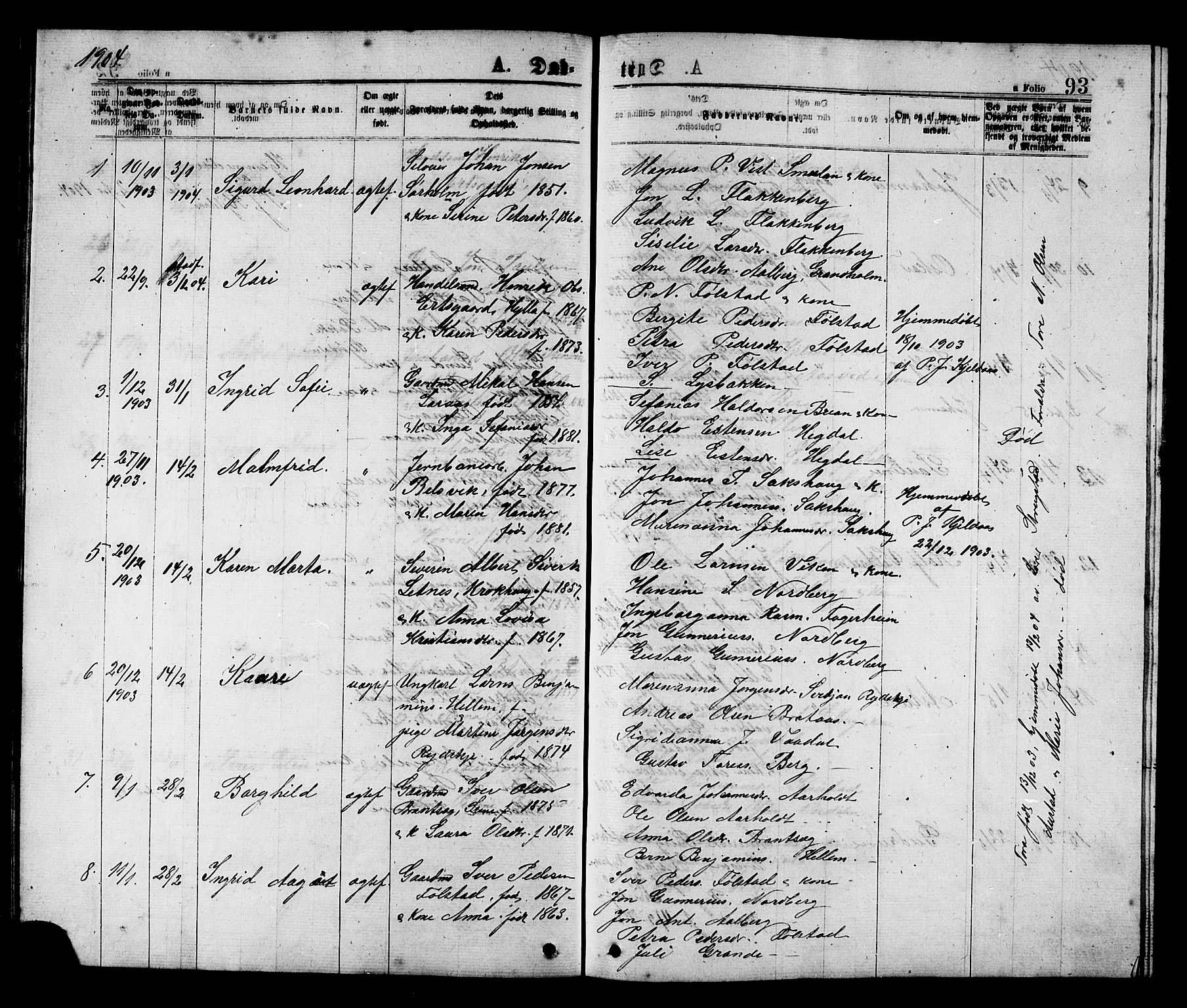 Ministerialprotokoller, klokkerbøker og fødselsregistre - Nord-Trøndelag, AV/SAT-A-1458/731/L0311: Parish register (copy) no. 731C02, 1875-1911, p. 93