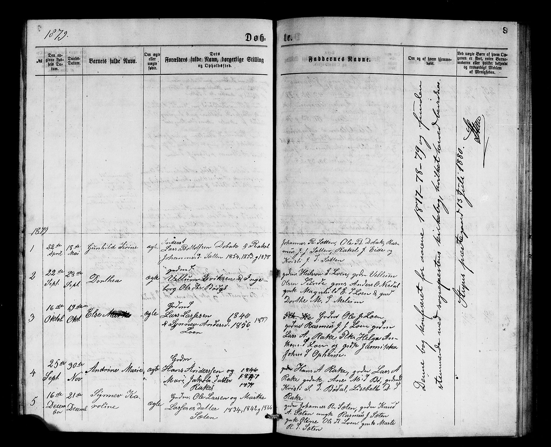 Stryn Sokneprestembete, SAB/A-82501: Parish register (copy) no. B 2, 1877-1881, p. 8