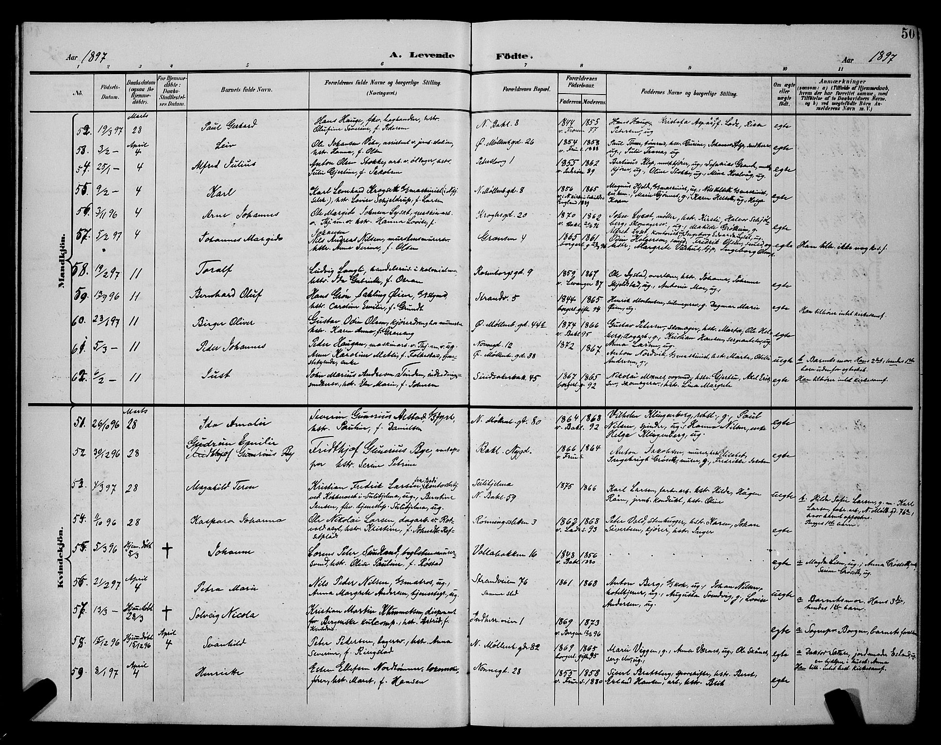 Ministerialprotokoller, klokkerbøker og fødselsregistre - Sør-Trøndelag, AV/SAT-A-1456/604/L0225: Parish register (copy) no. 604C08, 1895-1899, p. 50