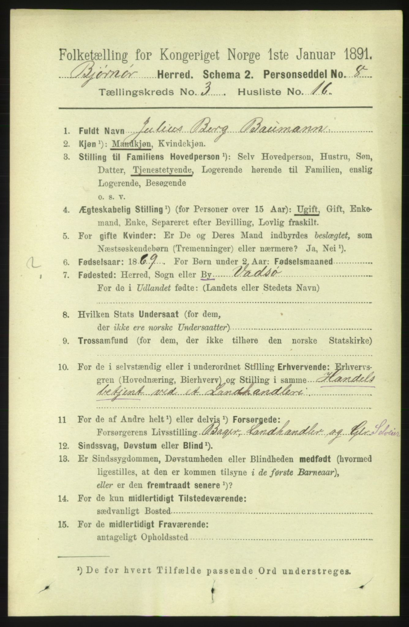 RA, 1891 census for 1632 Bjørnør, 1891, p. 1296