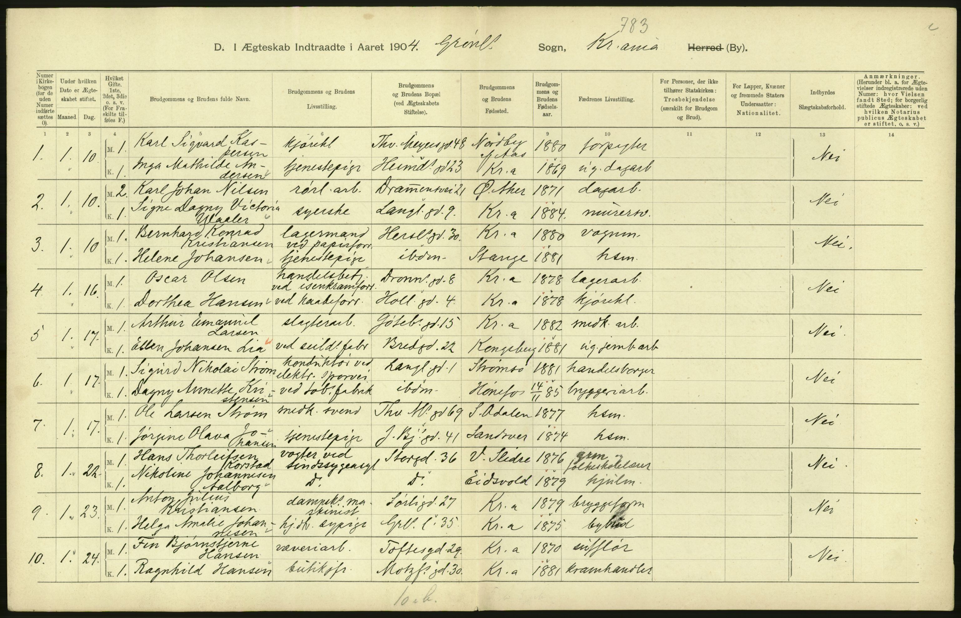 Statistisk sentralbyrå, Sosiodemografiske emner, Befolkning, AV/RA-S-2228/D/Df/Dfa/Dfab/L0004: Kristiania: Gifte, døde, 1904, p. 28