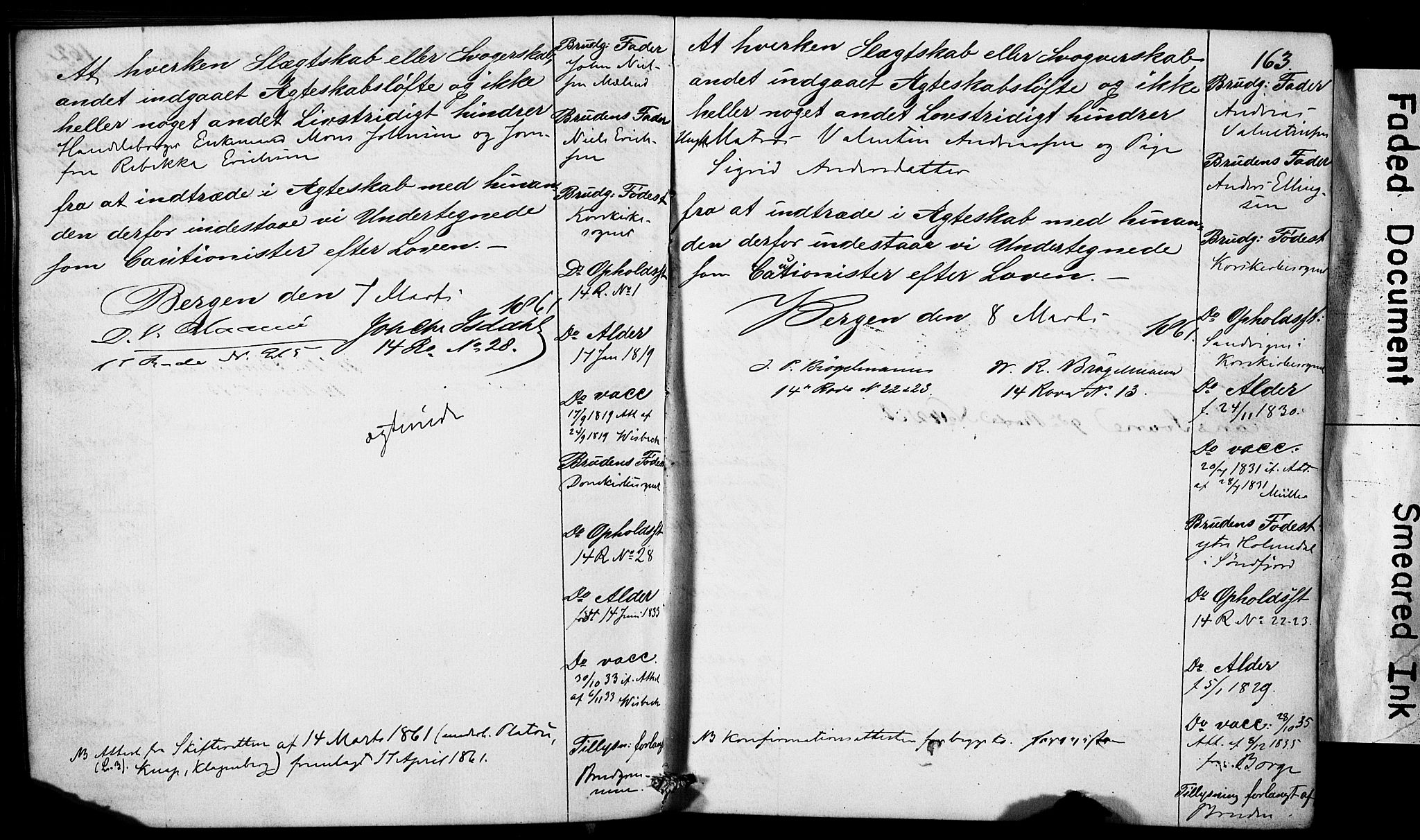 Domkirken sokneprestembete, AV/SAB-A-74801: Best man's statements no. II.5.5, 1857-1863, p. 163