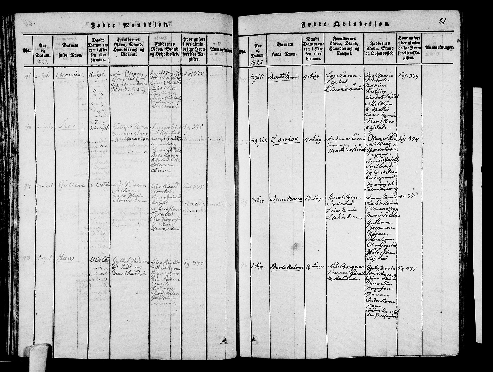 Sandar kirkebøker, AV/SAKO-A-243/G/Ga/L0001: Parish register (copy) no. 1, 1814-1835, p. 81