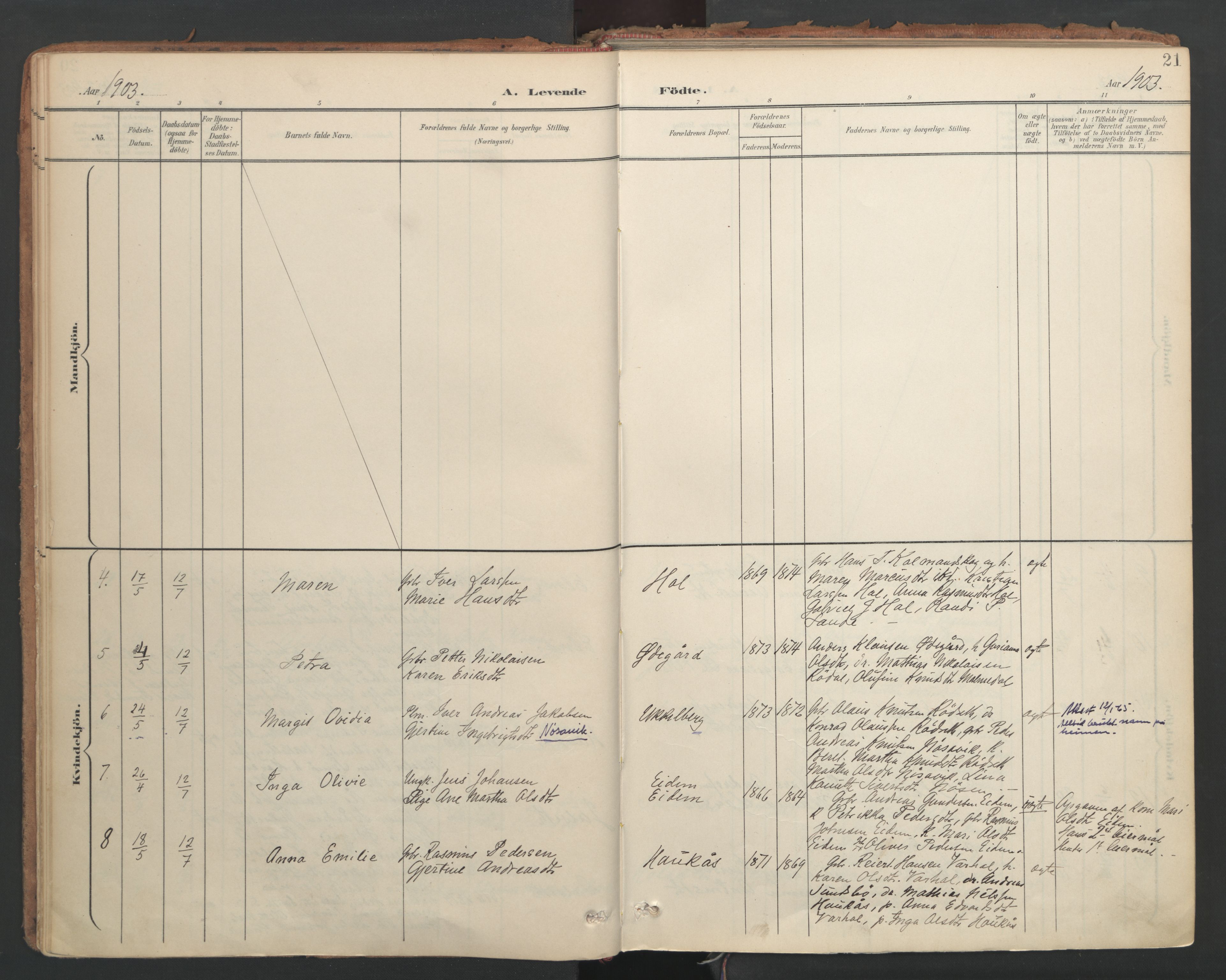 Ministerialprotokoller, klokkerbøker og fødselsregistre - Møre og Romsdal, AV/SAT-A-1454/564/L0741: Parish register (official) no. 564A02, 1900-1976, p. 21