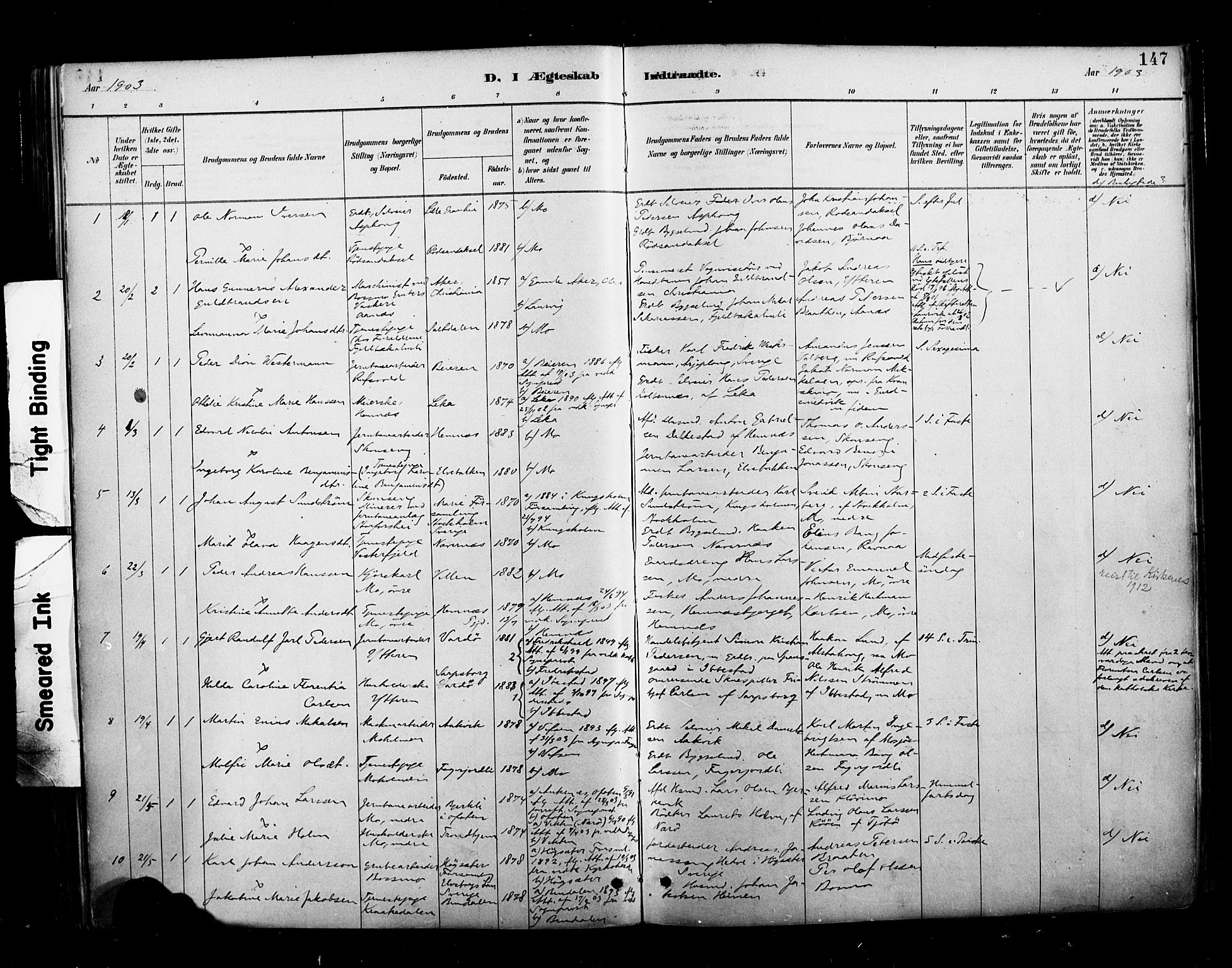 Ministerialprotokoller, klokkerbøker og fødselsregistre - Nordland, AV/SAT-A-1459/827/L0401: Parish register (official) no. 827A13, 1887-1905, p. 147