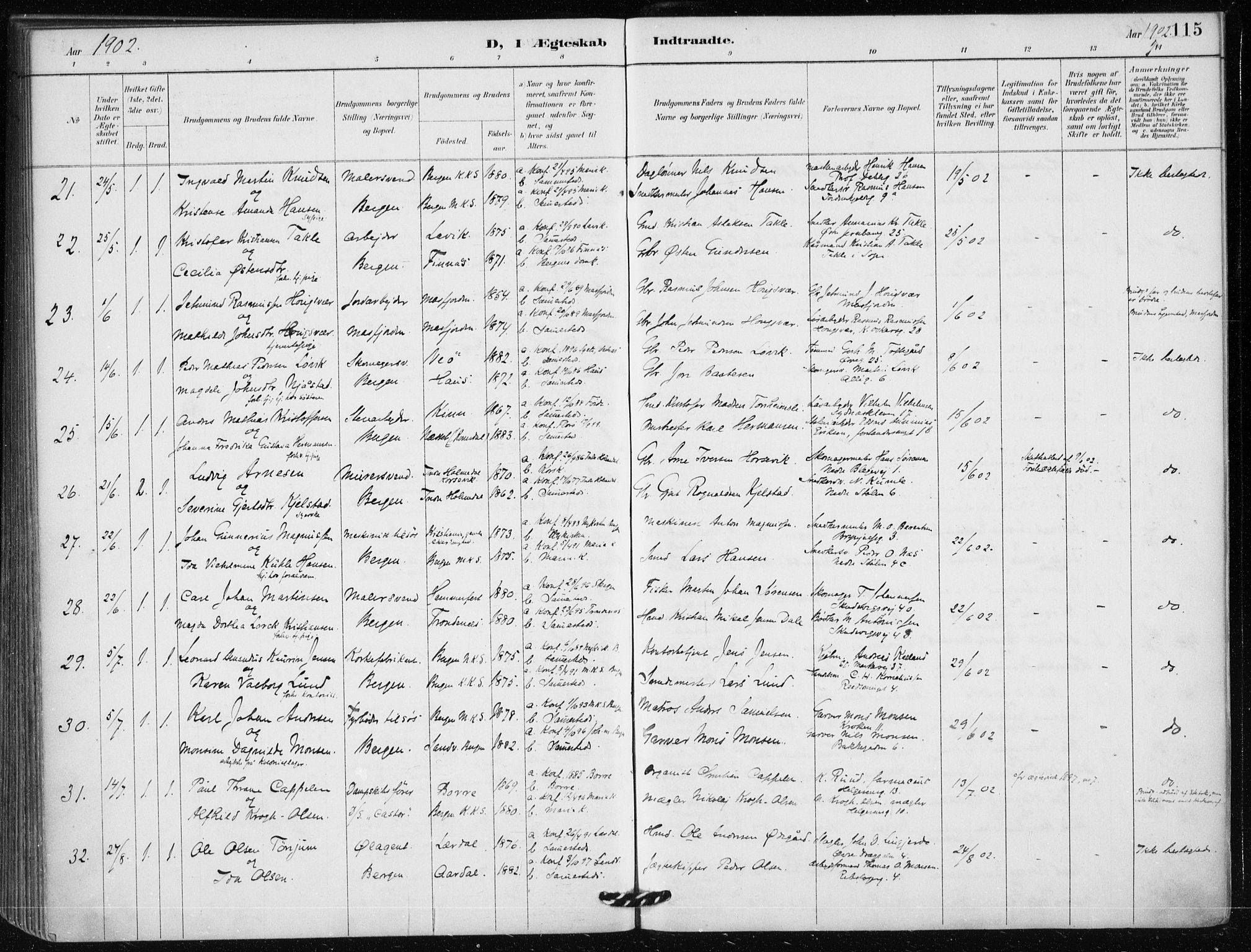 Mariakirken Sokneprestembete, AV/SAB-A-76901/H/Haa/L0013: Parish register (official) no. C 1, 1889-1900, p. 115