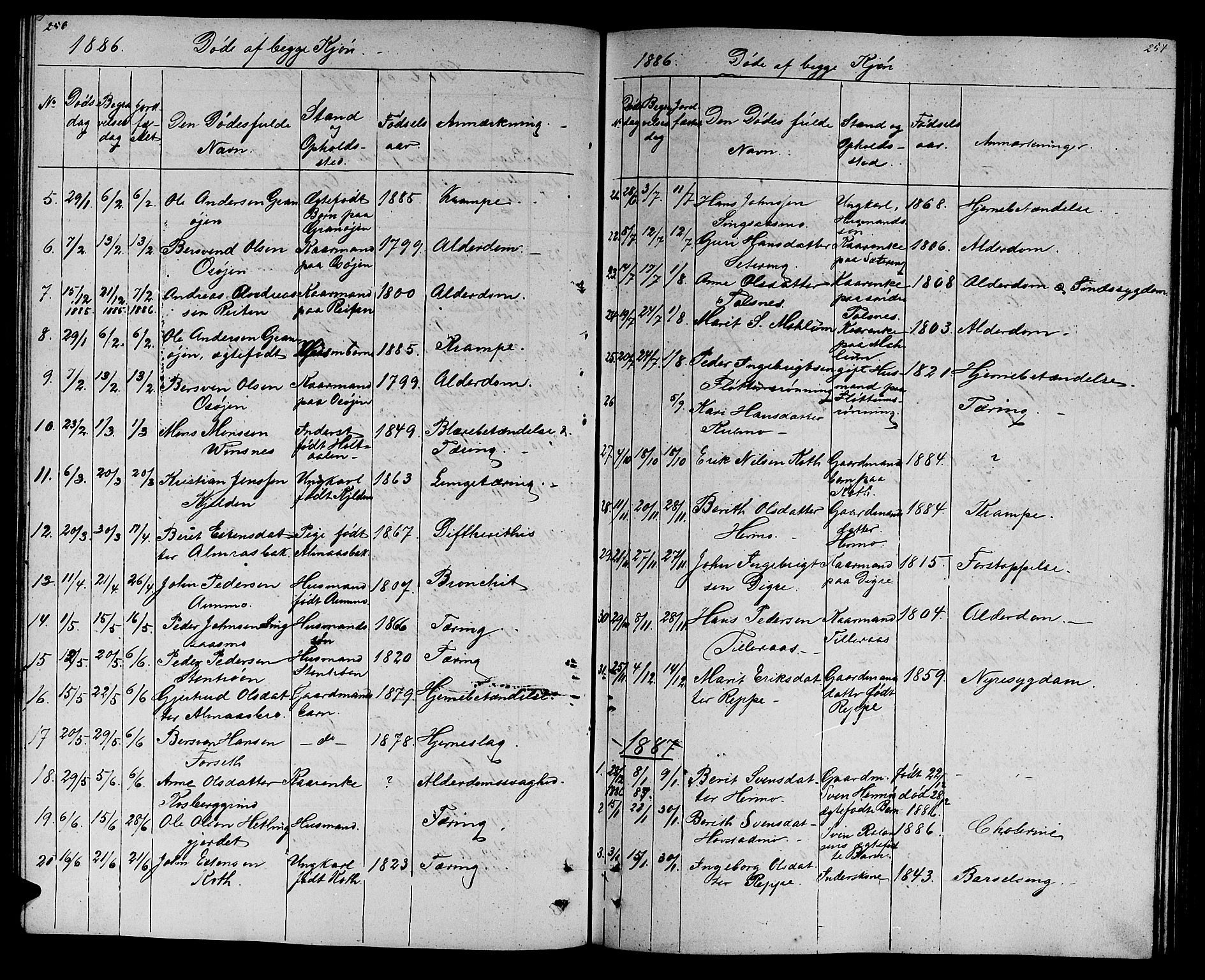 Ministerialprotokoller, klokkerbøker og fødselsregistre - Sør-Trøndelag, SAT/A-1456/688/L1027: Parish register (copy) no. 688C02, 1861-1889, p. 256-257