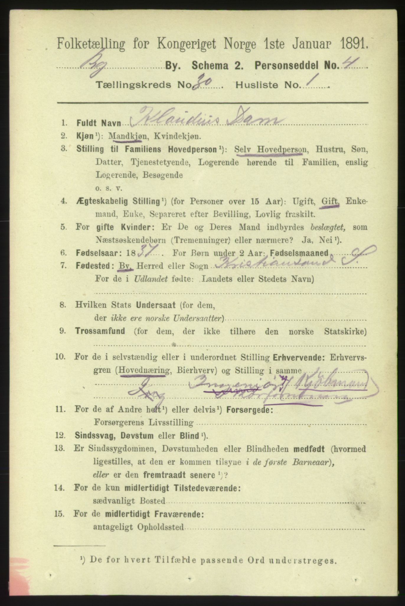 RA, 1891 Census for 1301 Bergen, 1891, p. 38105