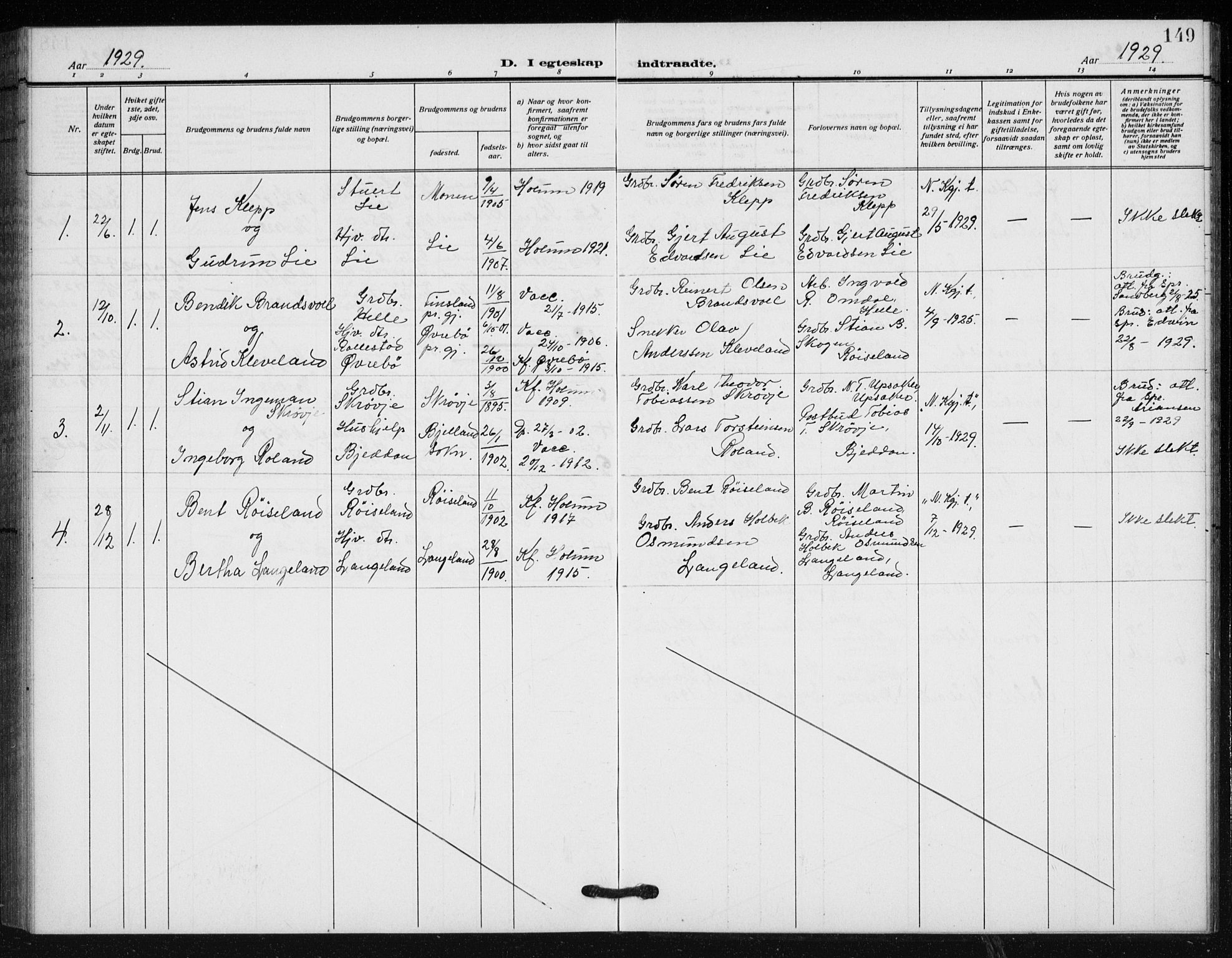 Holum sokneprestkontor, AV/SAK-1111-0022/F/Fb/Fba/L0006: Parish register (copy) no. B 6, 1910-1936, p. 149