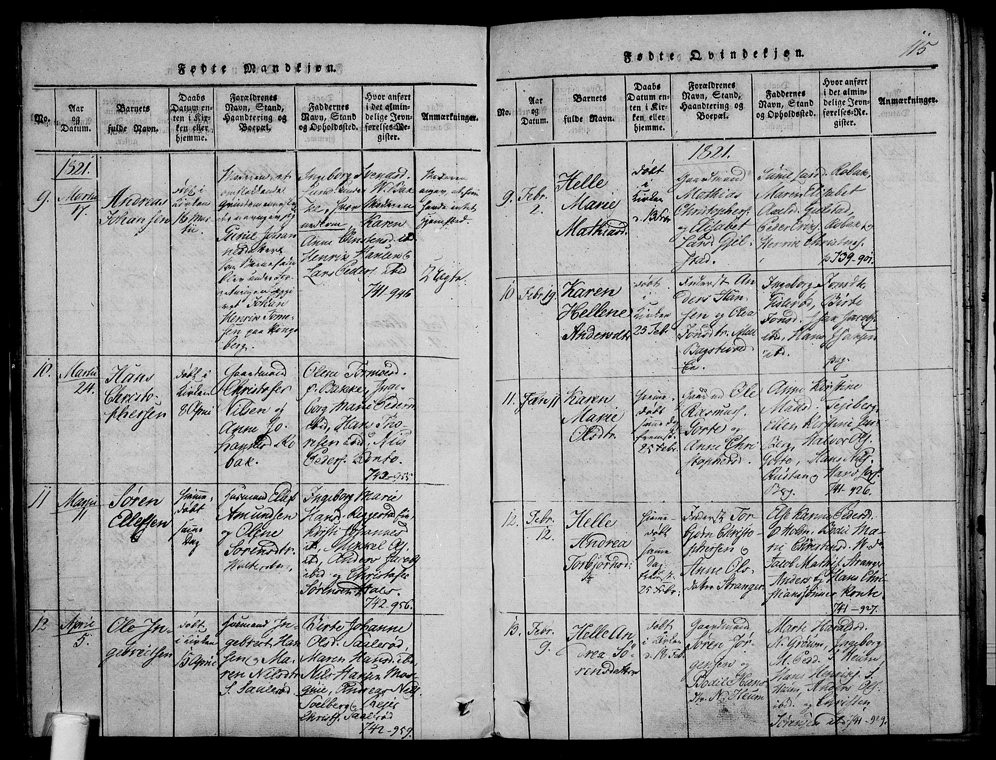 Våle kirkebøker, AV/SAKO-A-334/F/Fa/L0007: Parish register (official) no. I 7, 1814-1824, p. 114-115