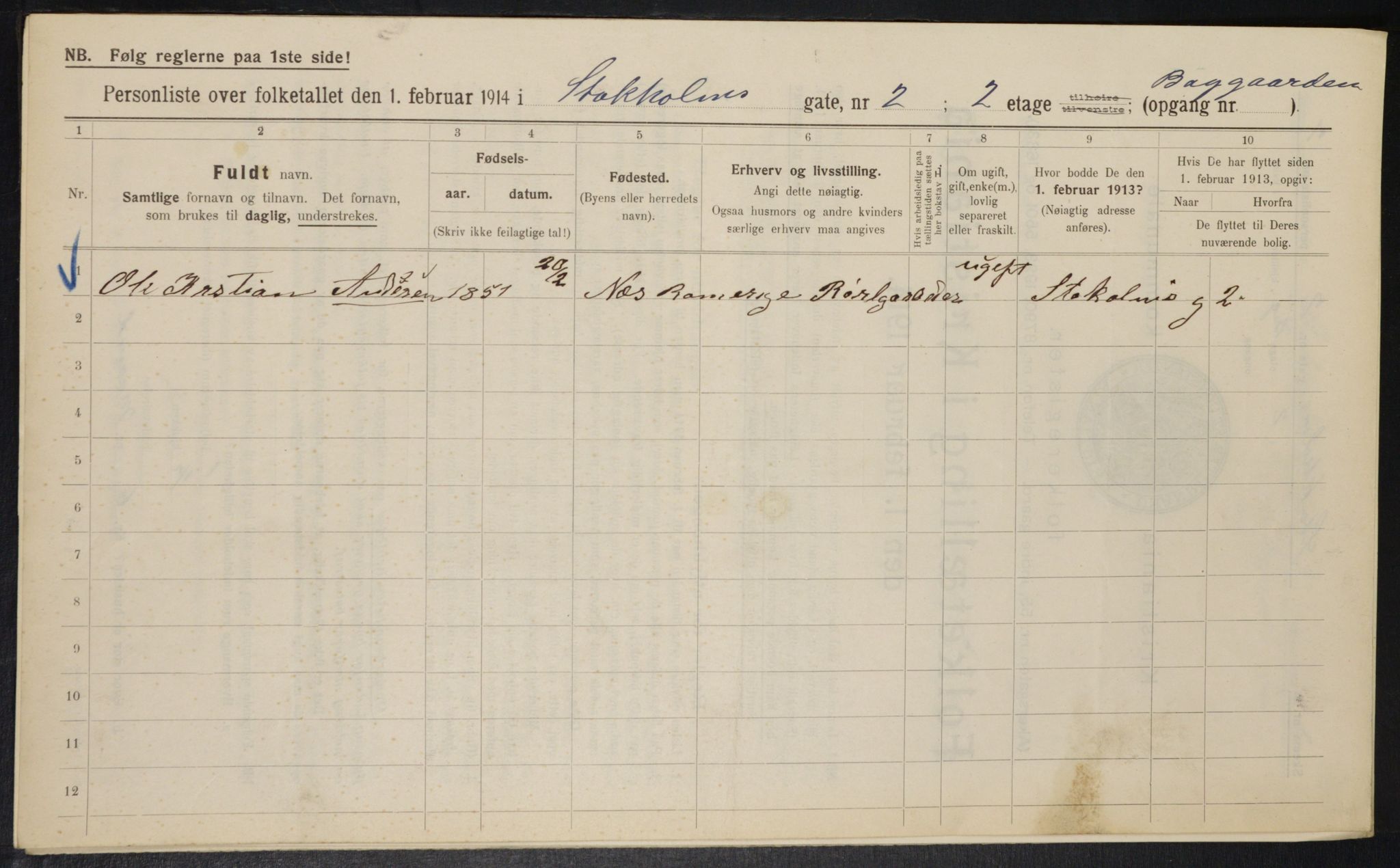 OBA, Municipal Census 1914 for Kristiania, 1914, p. 103033