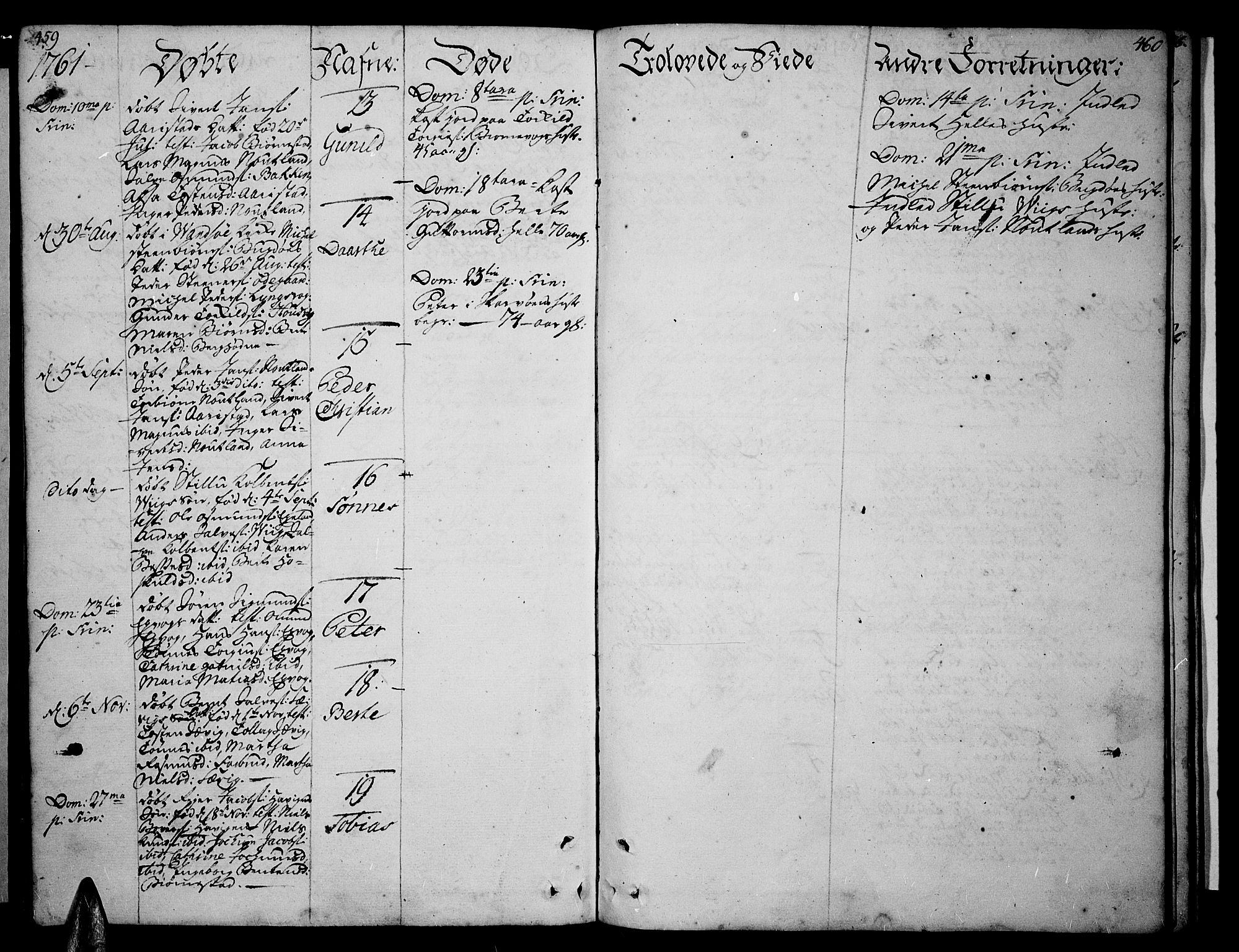 Lista sokneprestkontor, AV/SAK-1111-0027/F/Fa/L0003: Parish register (official) no. A 3 /3, 1752-1767, p. 459-460