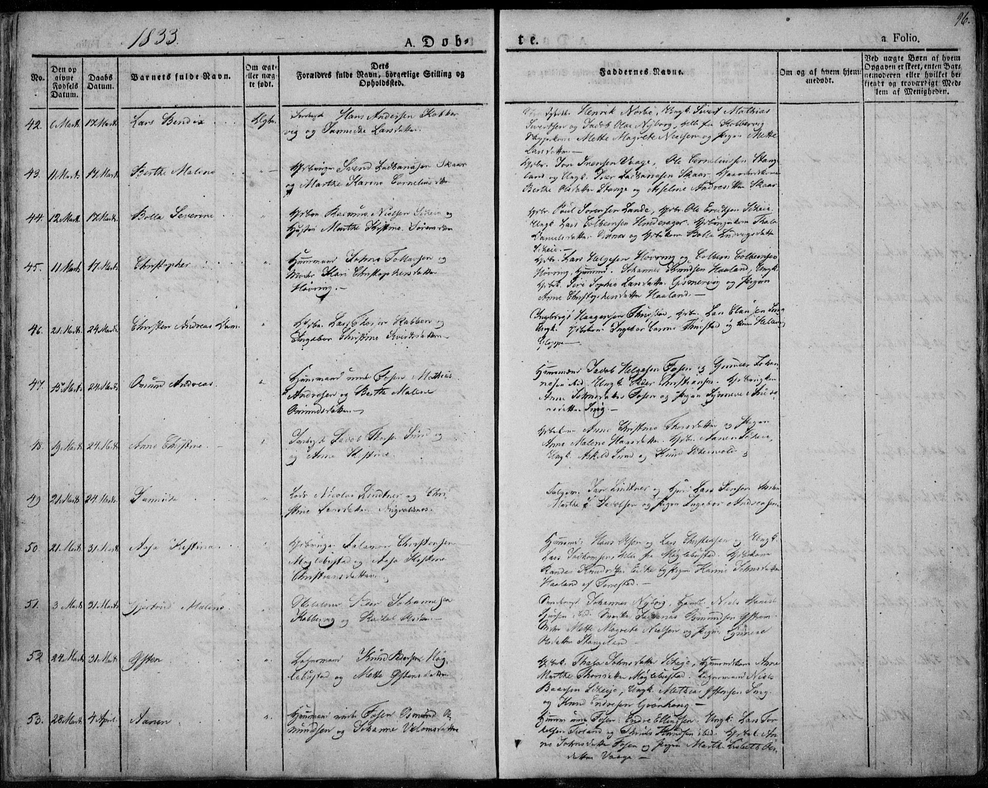 Avaldsnes sokneprestkontor, AV/SAST-A -101851/H/Ha/Haa/L0005: Parish register (official) no. A 5.1, 1825-1841, p. 96