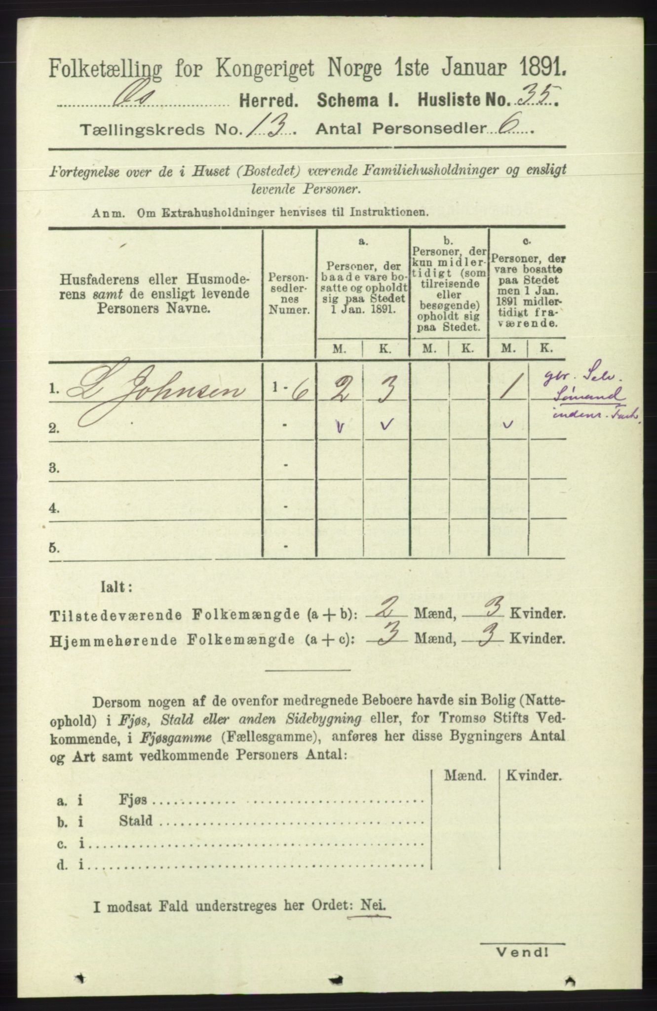 RA, 1891 census for 1243 Os, 1891, p. 2964