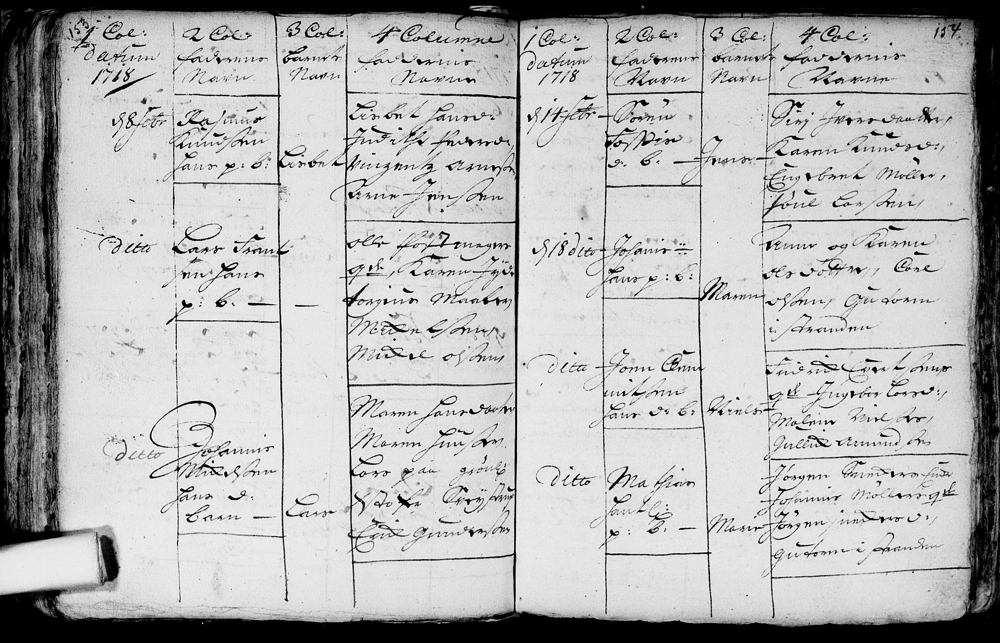 Aker prestekontor kirkebøker, AV/SAO-A-10861/F/L0002: Parish register (official) no. 2, 1714-1720, p. 153-154