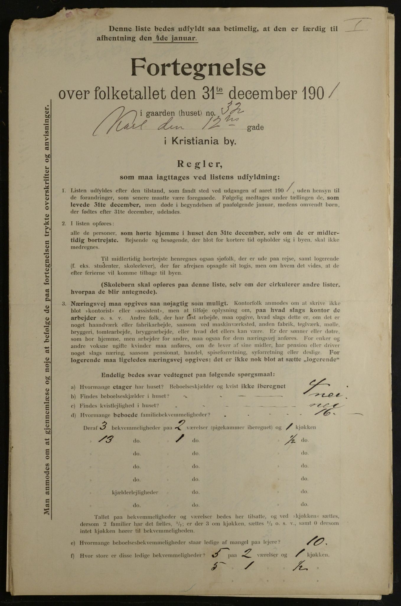 OBA, Municipal Census 1901 for Kristiania, 1901, p. 7579