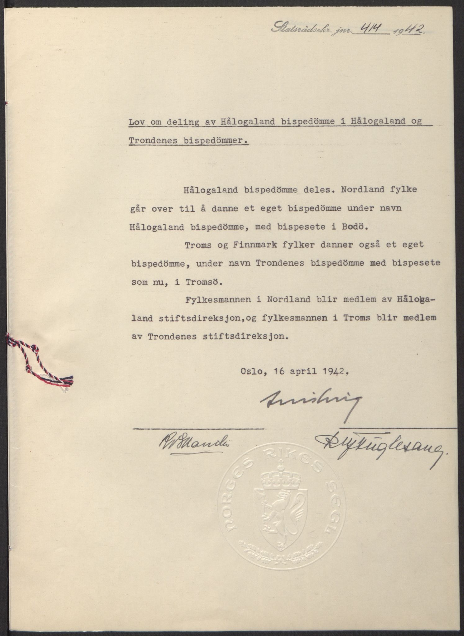NS-administrasjonen 1940-1945 (Statsrådsekretariatet, de kommisariske statsråder mm), AV/RA-S-4279/D/Db/L0097: Lover I, 1942, p. 299