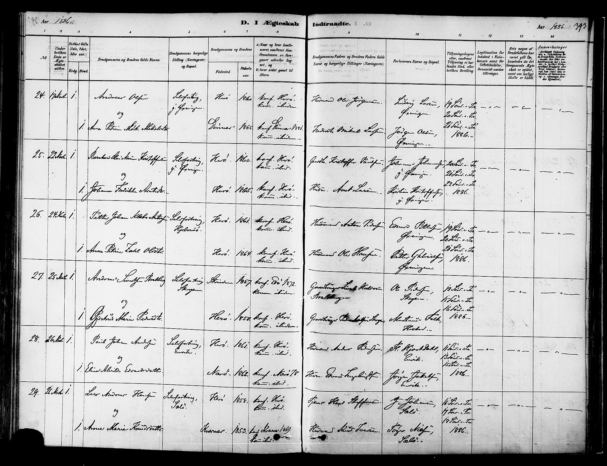 Ministerialprotokoller, klokkerbøker og fødselsregistre - Nordland, AV/SAT-A-1459/834/L0507: Parish register (official) no. 834A05, 1878-1892, p. 393