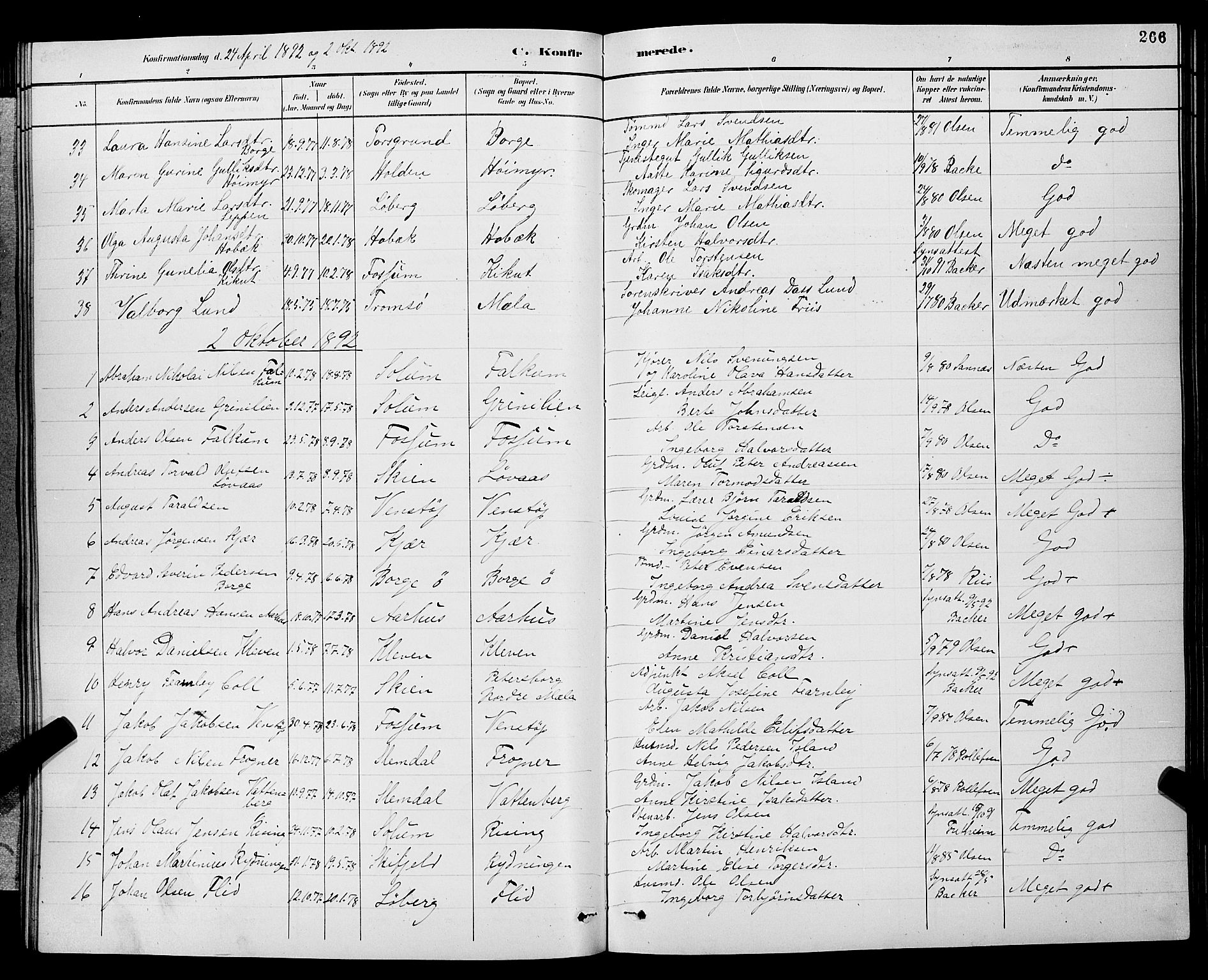 Gjerpen kirkebøker, AV/SAKO-A-265/G/Ga/L0002: Parish register (copy) no. I 2, 1883-1900, p. 266