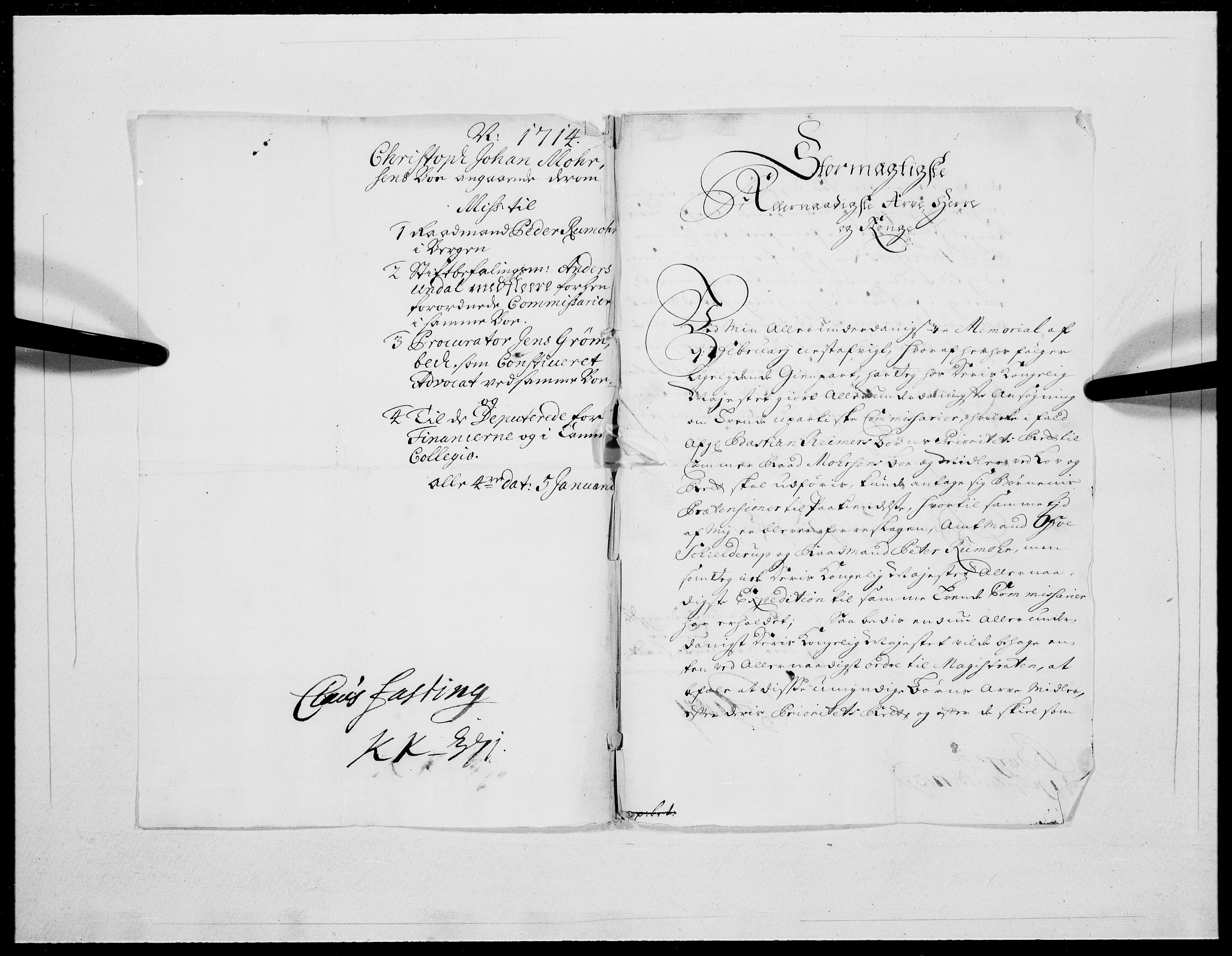 Danske Kanselli 1572-1799, AV/RA-EA-3023/F/Fc/Fcc/Fcca/L0074: Norske innlegg 1572-1799, 1714, p. 2