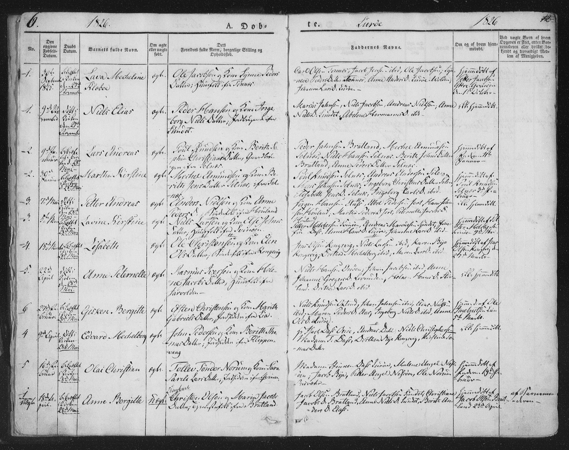 Ministerialprotokoller, klokkerbøker og fødselsregistre - Nordland, SAT/A-1459/839/L0565: Parish register (official) no. 839A02, 1825-1862, p. 6