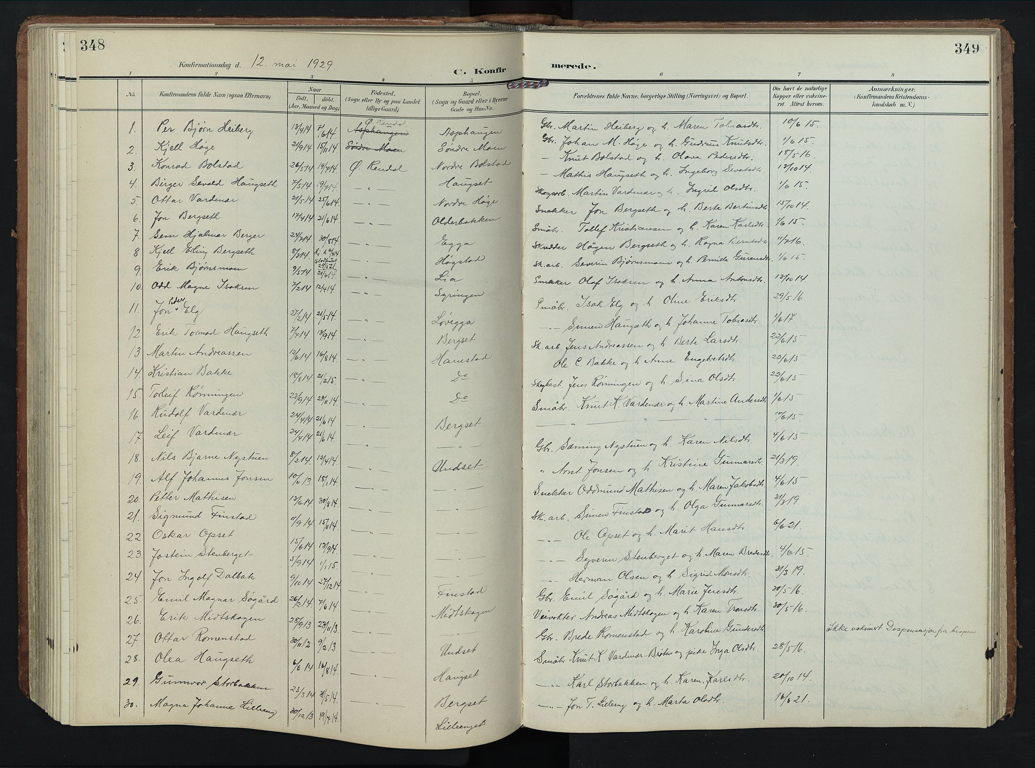 Rendalen prestekontor, SAH/PREST-054/H/Ha/Hab/L0004: Parish register (copy) no. 4, 1904-1946, p. 348-349