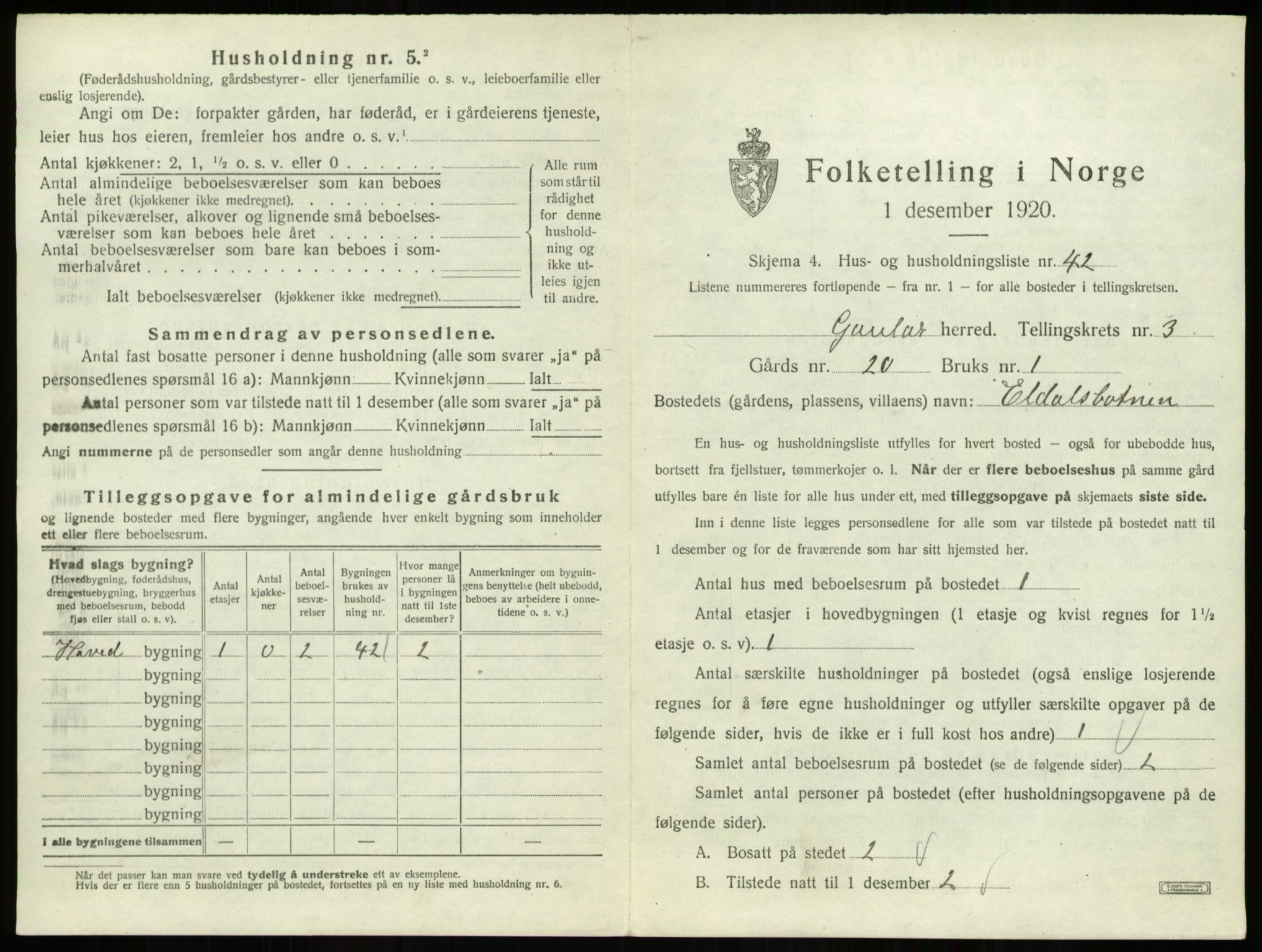 SAB, 1920 census for Gaular, 1920, p. 244