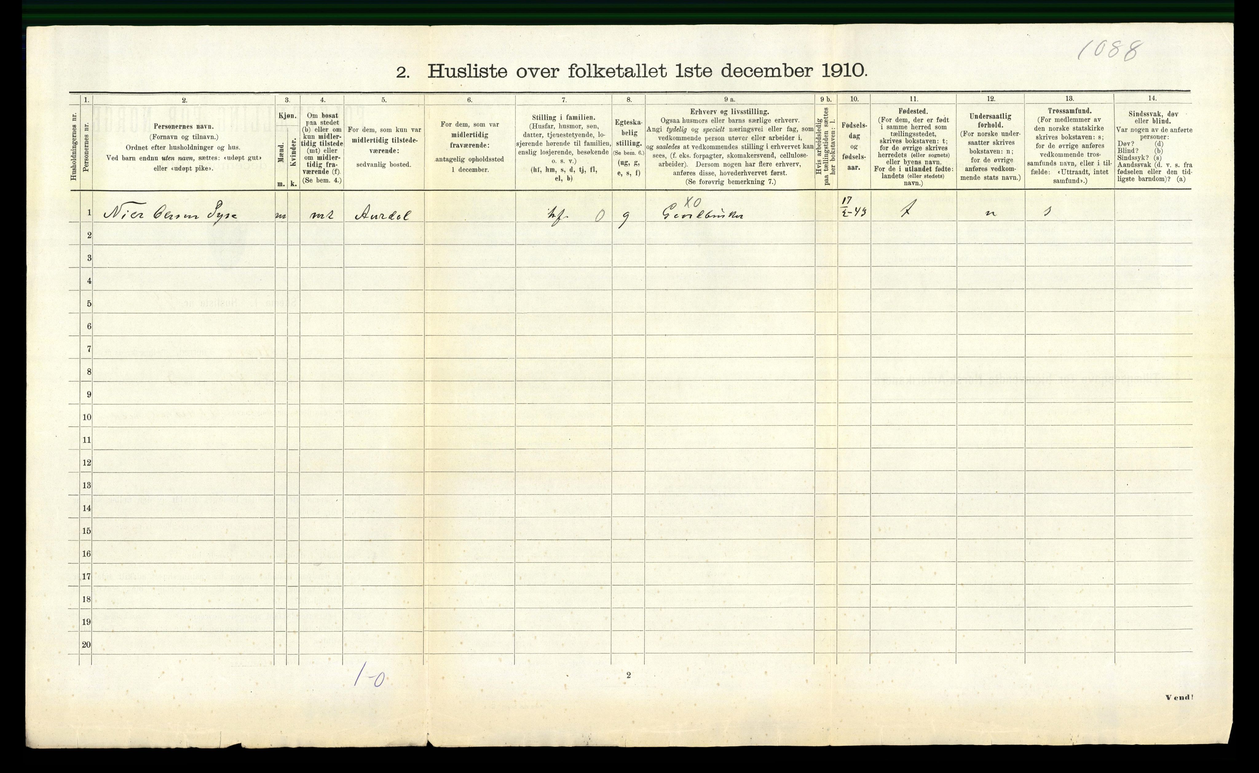 RA, 1910 census for Ulvik, 1910, p. 453