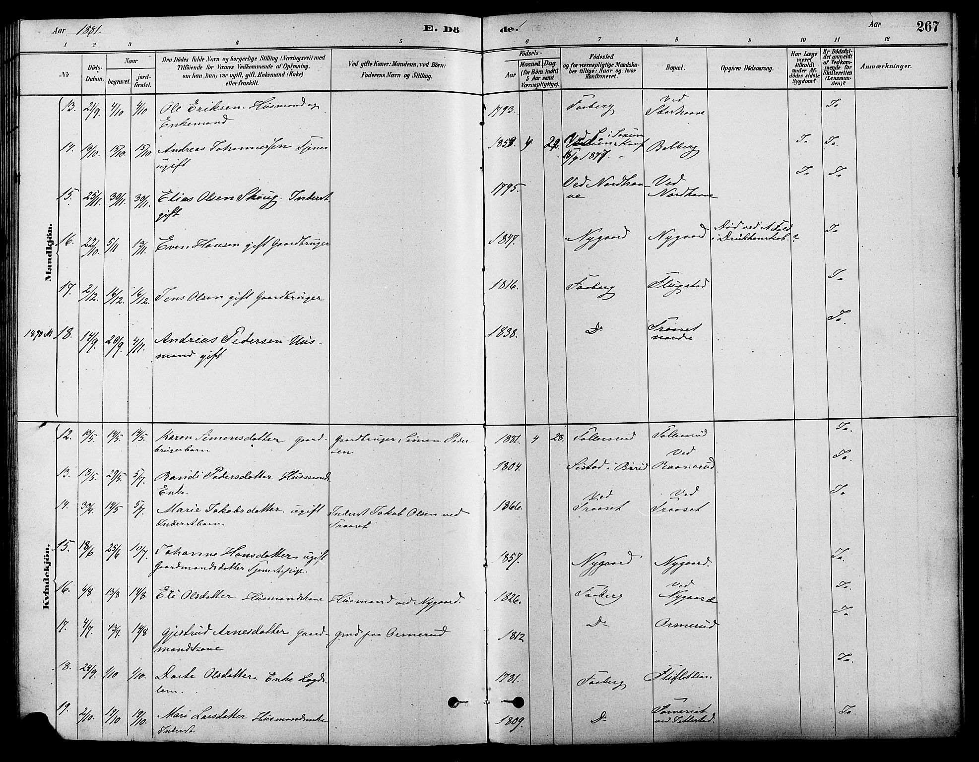 Fåberg prestekontor, SAH/PREST-086/H/Ha/Haa/L0008: Parish register (official) no. 8, 1879-1898, p. 267